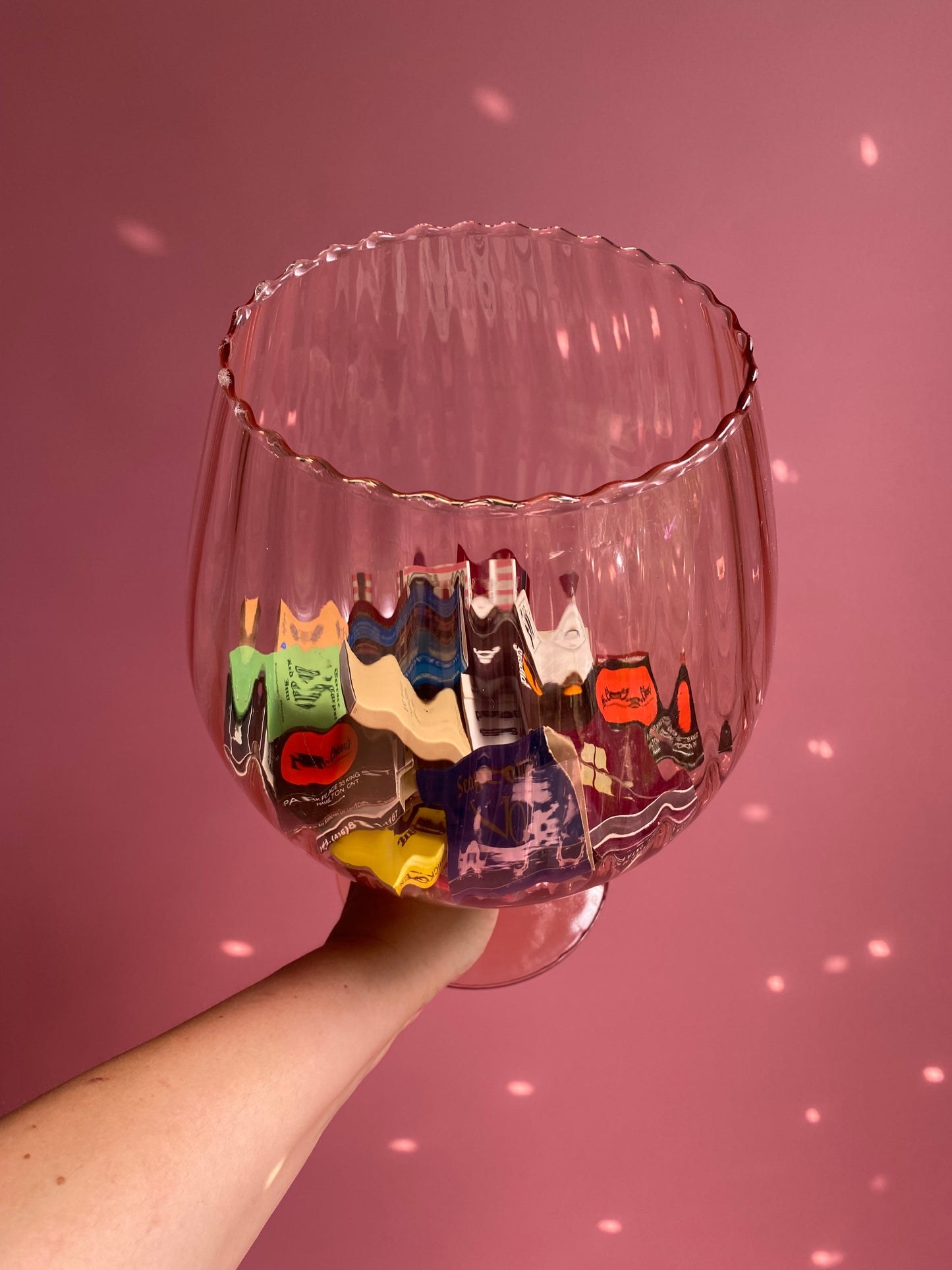 Large Vintage Pink Glass Vase