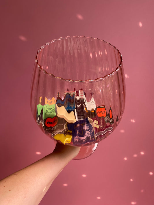 Large Vintage Pink Glass Vase