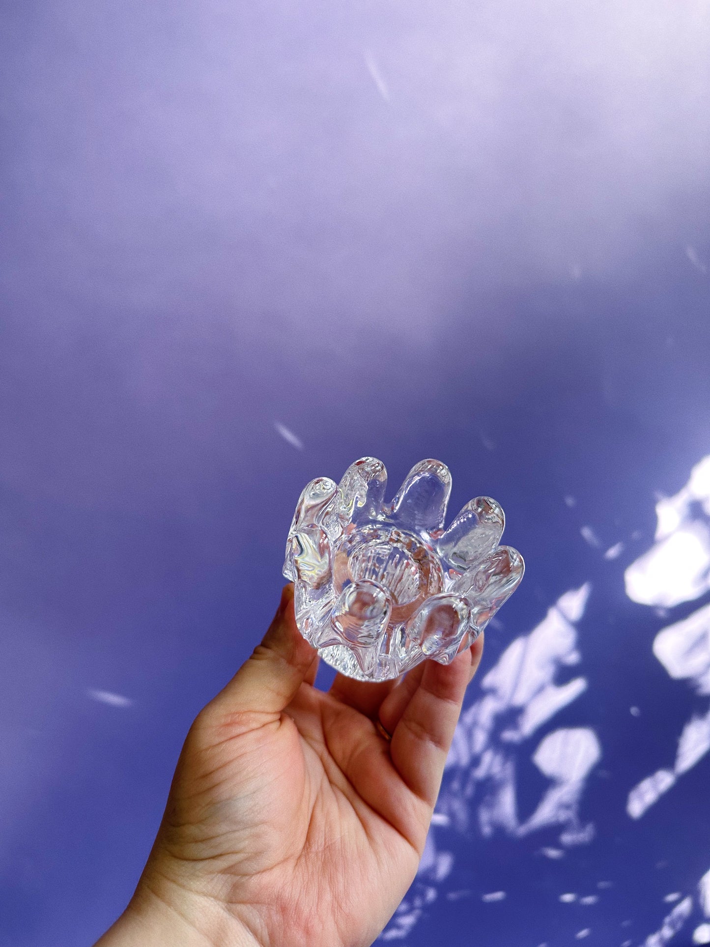 Vintage Goran Warff Kosta Boda Sunflower Glass Tea Light / Taper Holders