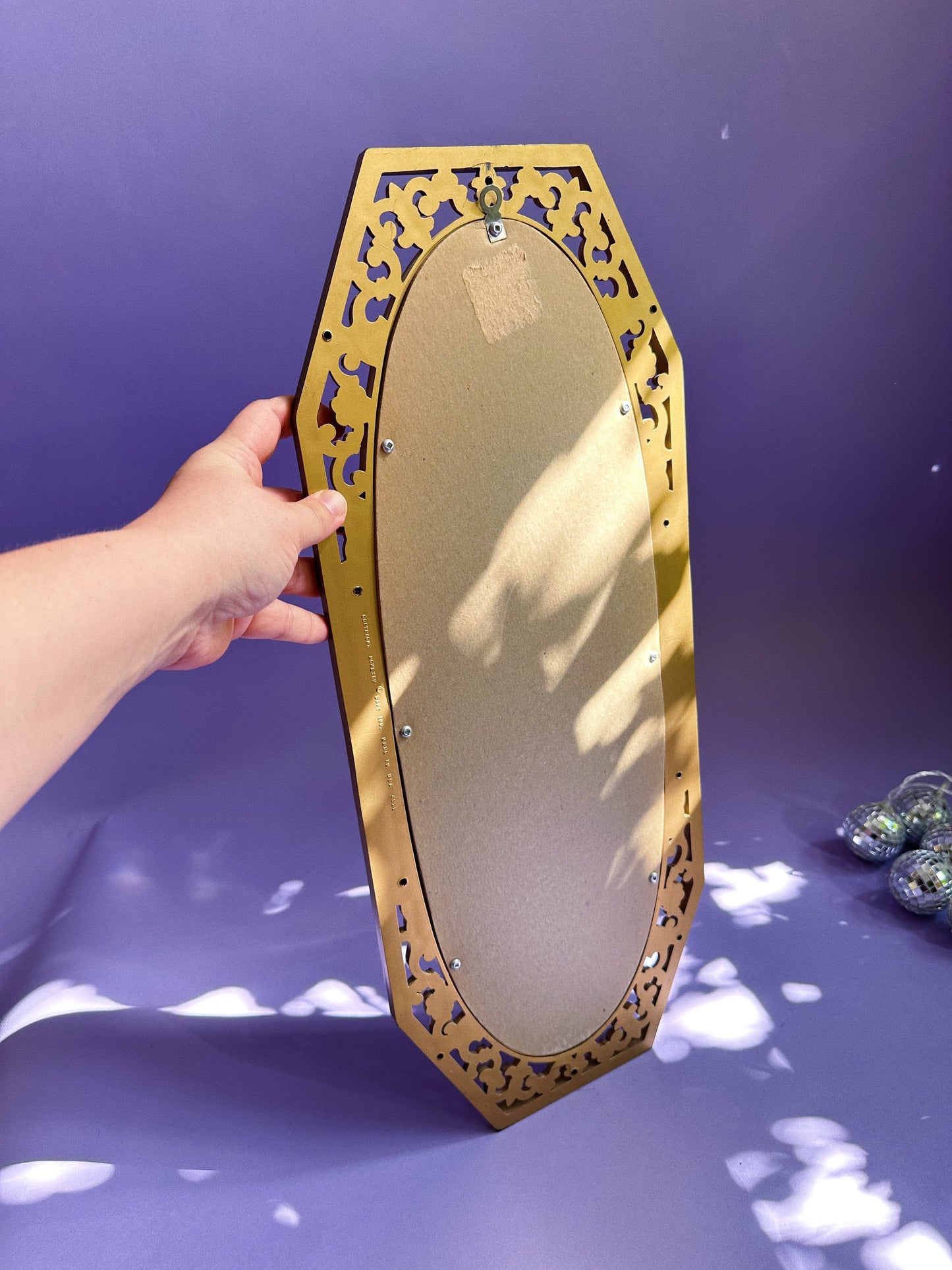 Vintage Dart Industries Gold Tone Light Wood 1960s MCM Wall Mirror