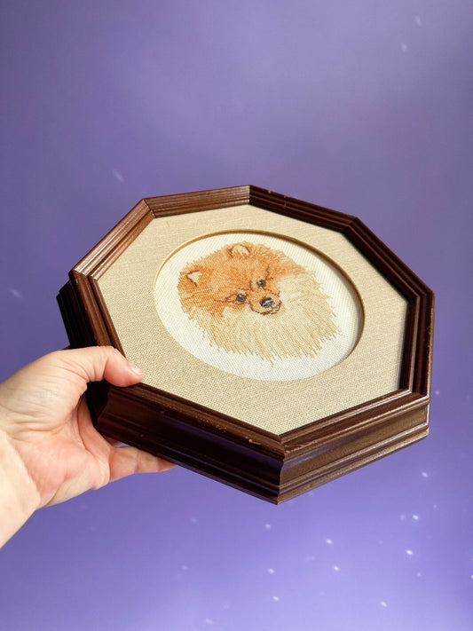 Vintage Framed Dog Cross Stitch