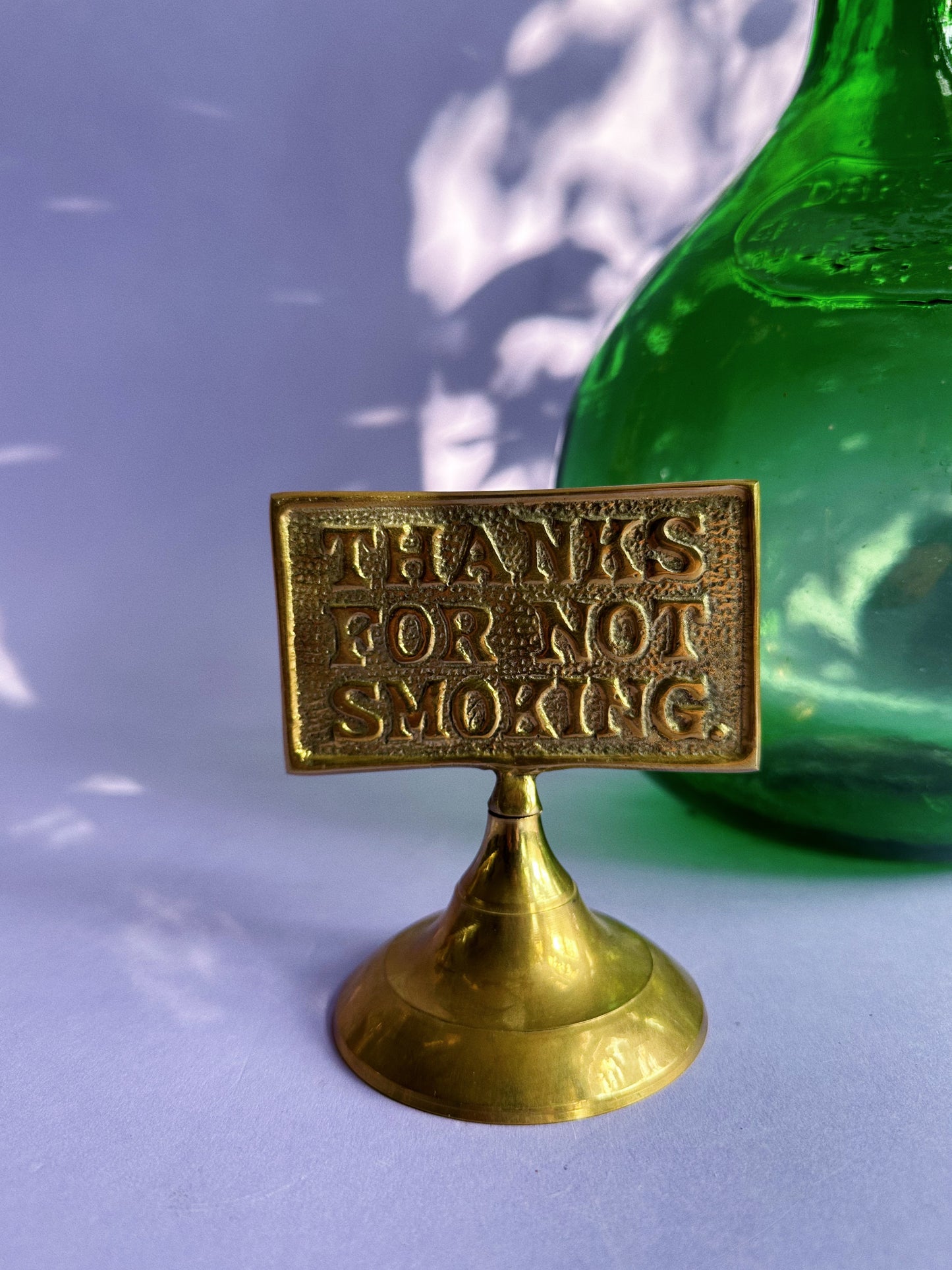 Vintage Pop Art "Thanks For Not Smoking" Brass Desk Sign