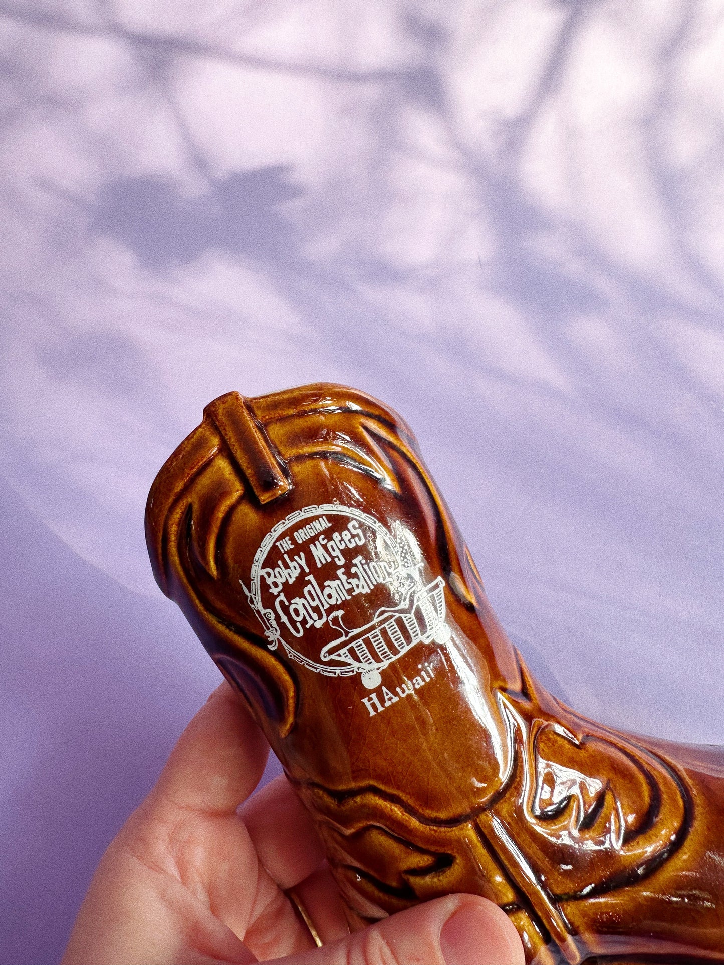 Vintage Bobby McGees Glazed Ceramic Cowboy Boot Vase