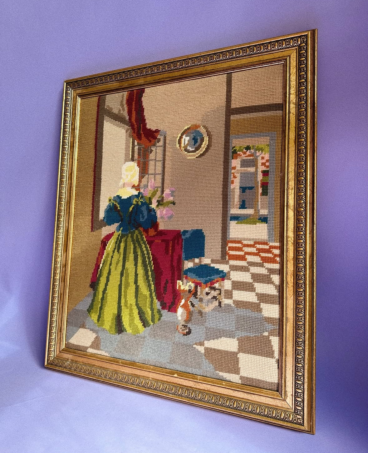 Vintage Penelope 3922 Wooden Framed Needlepoint