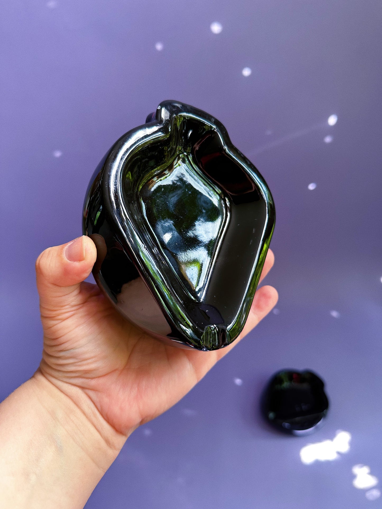 Vintage Black / Pink Ceramic Spade Post Modern Ashtrays