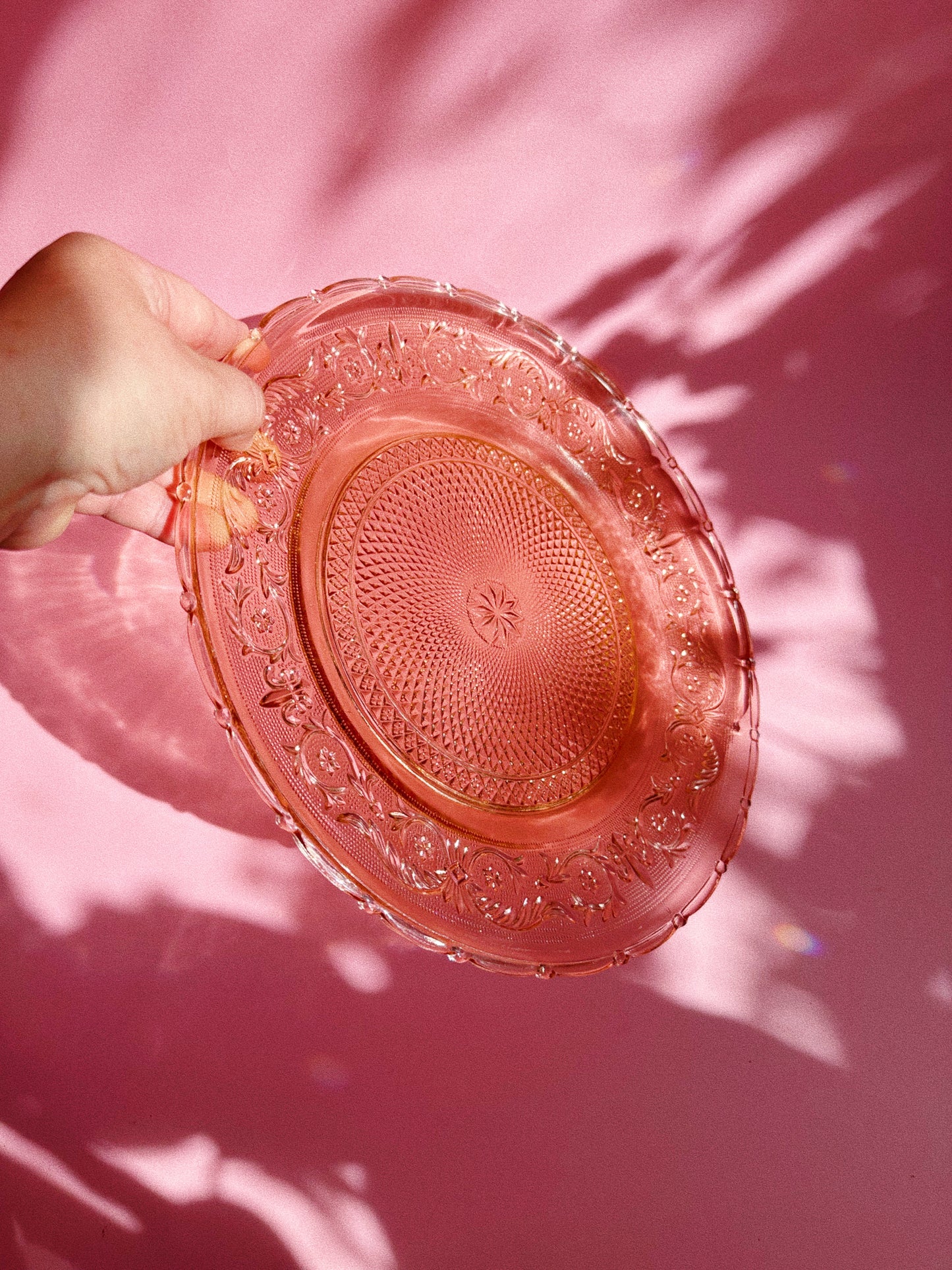 Vintage Pink Depression Glass Platter