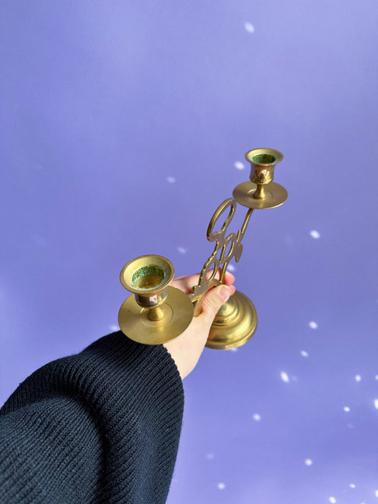 Vintage Brass Double Candelabra