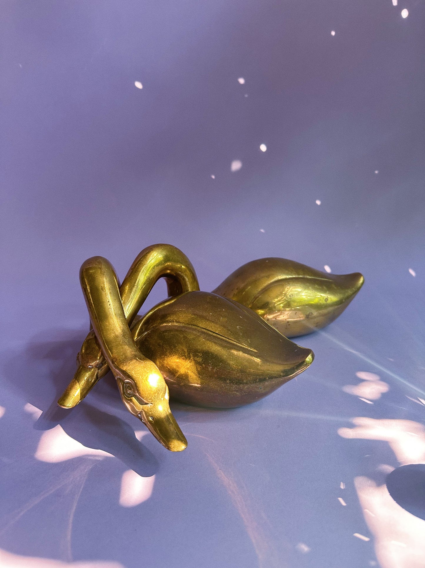 Vintage Pair of Solid Brass Geese Swan Mid Century Brass Intertwined Sculptures