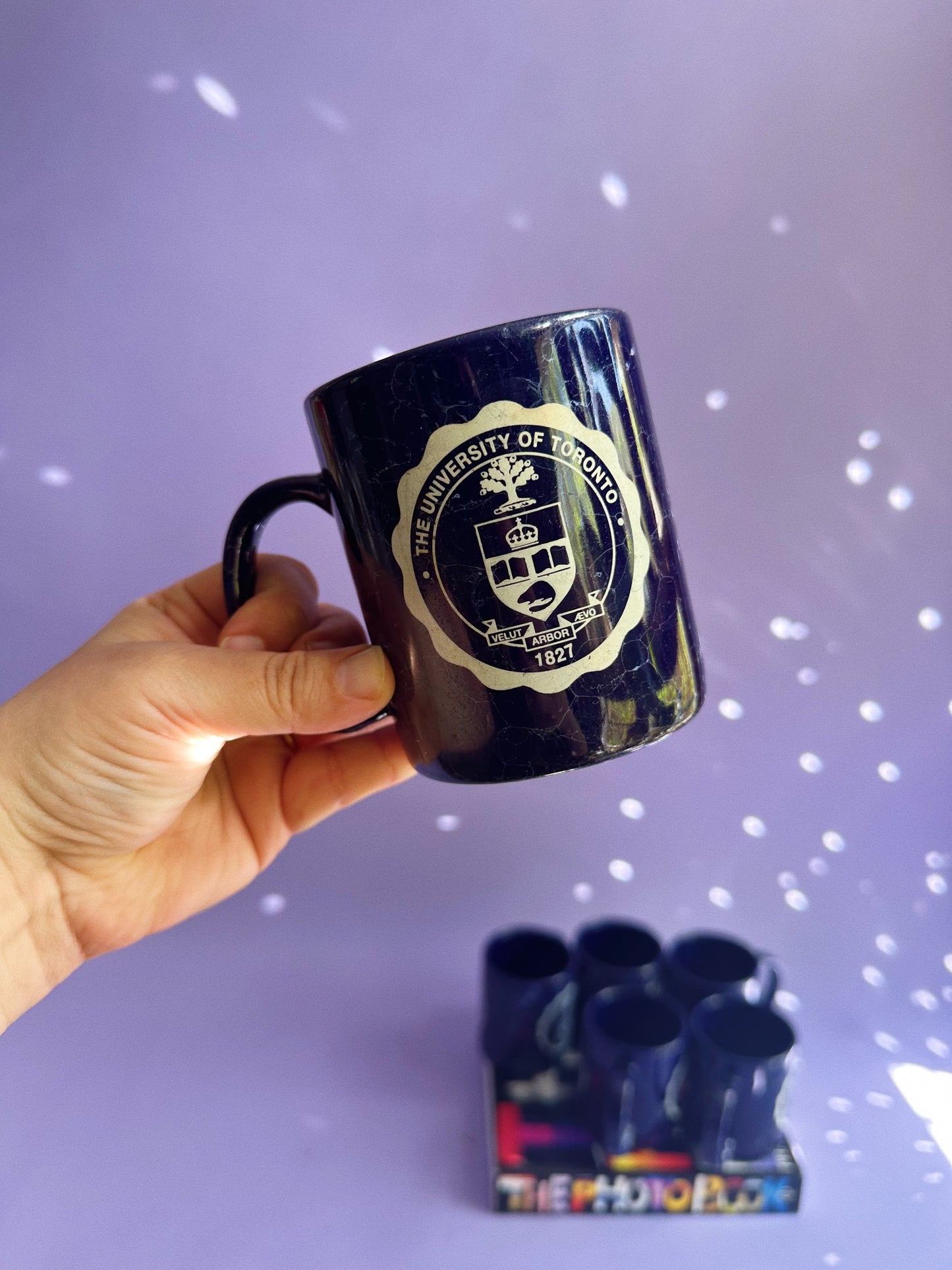 Vintage Navy Blue Ceramic U of T Coffee / Tea Mugs