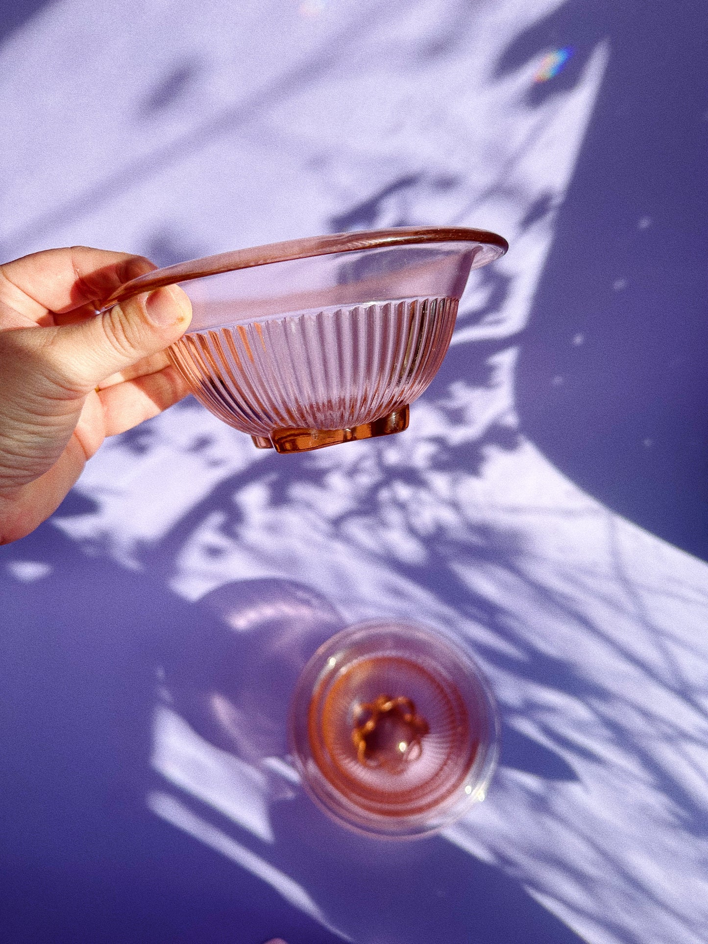 1960's Federal Glass Co. Nested Pink Ribbed Bowls
