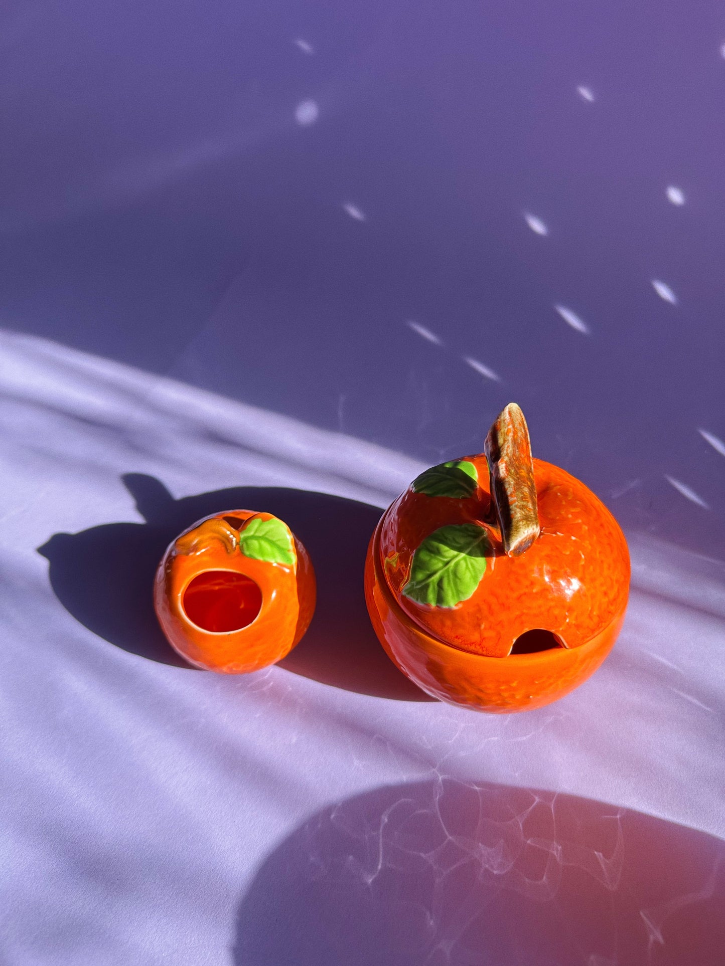 Vintage Ceramic Small Oranges Lidded Sugar Pot