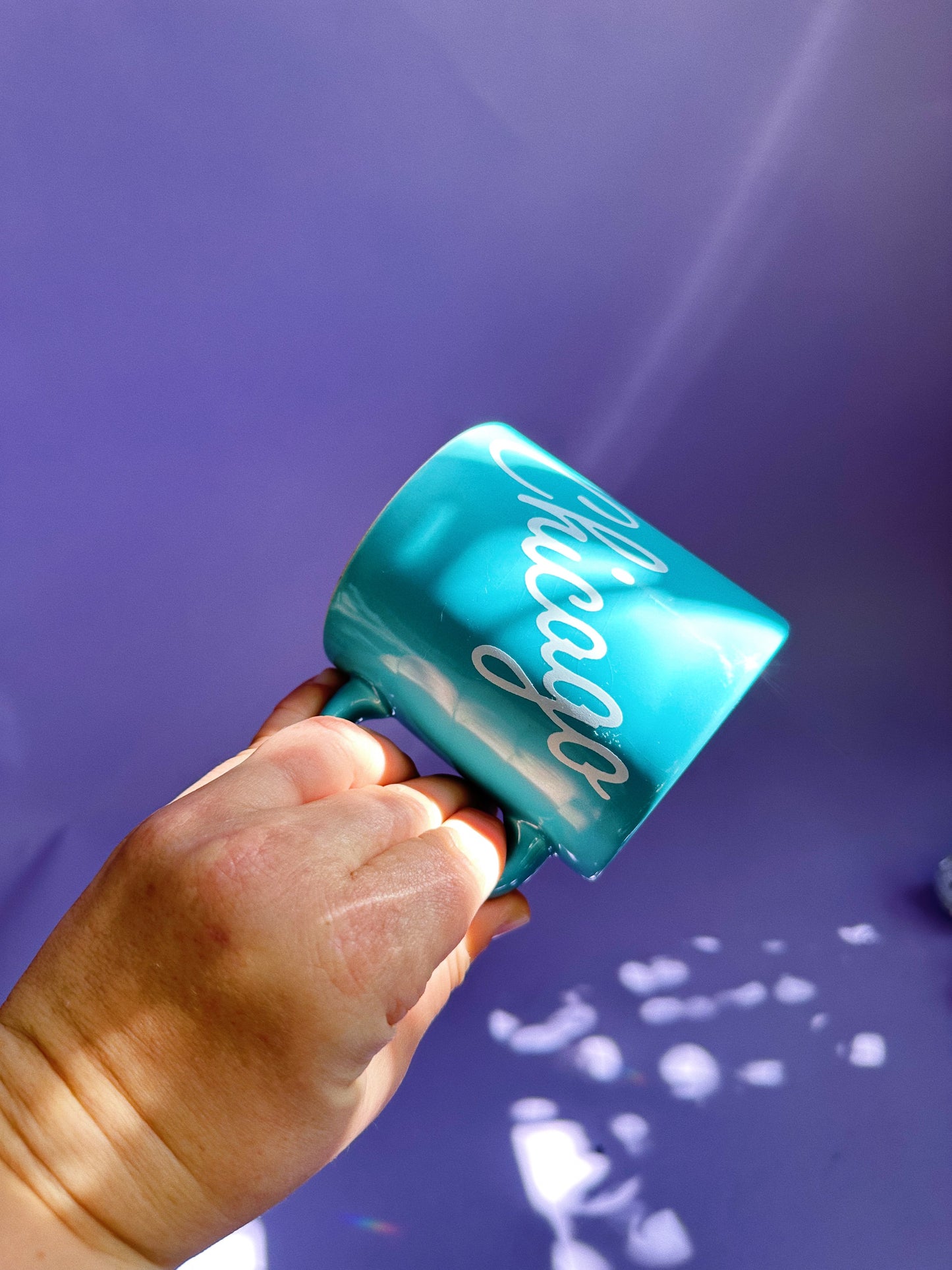 Vintage 90s Waechtersbach West Germany Mug Turquoise Aqua Chicago