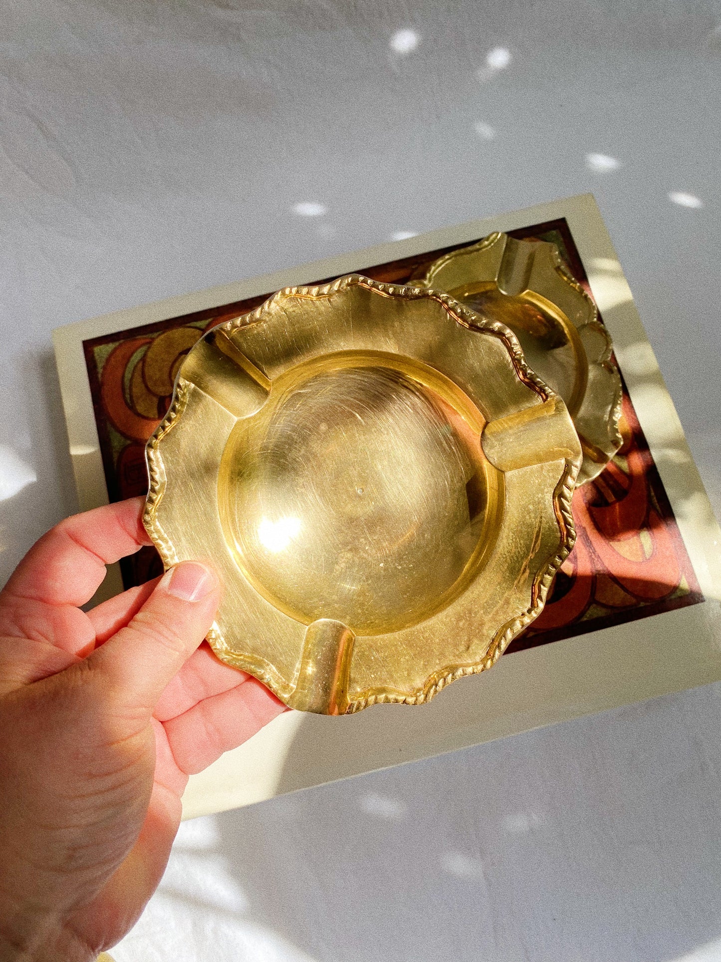 Vintage Solid Brass Ashtrays Rope Detail