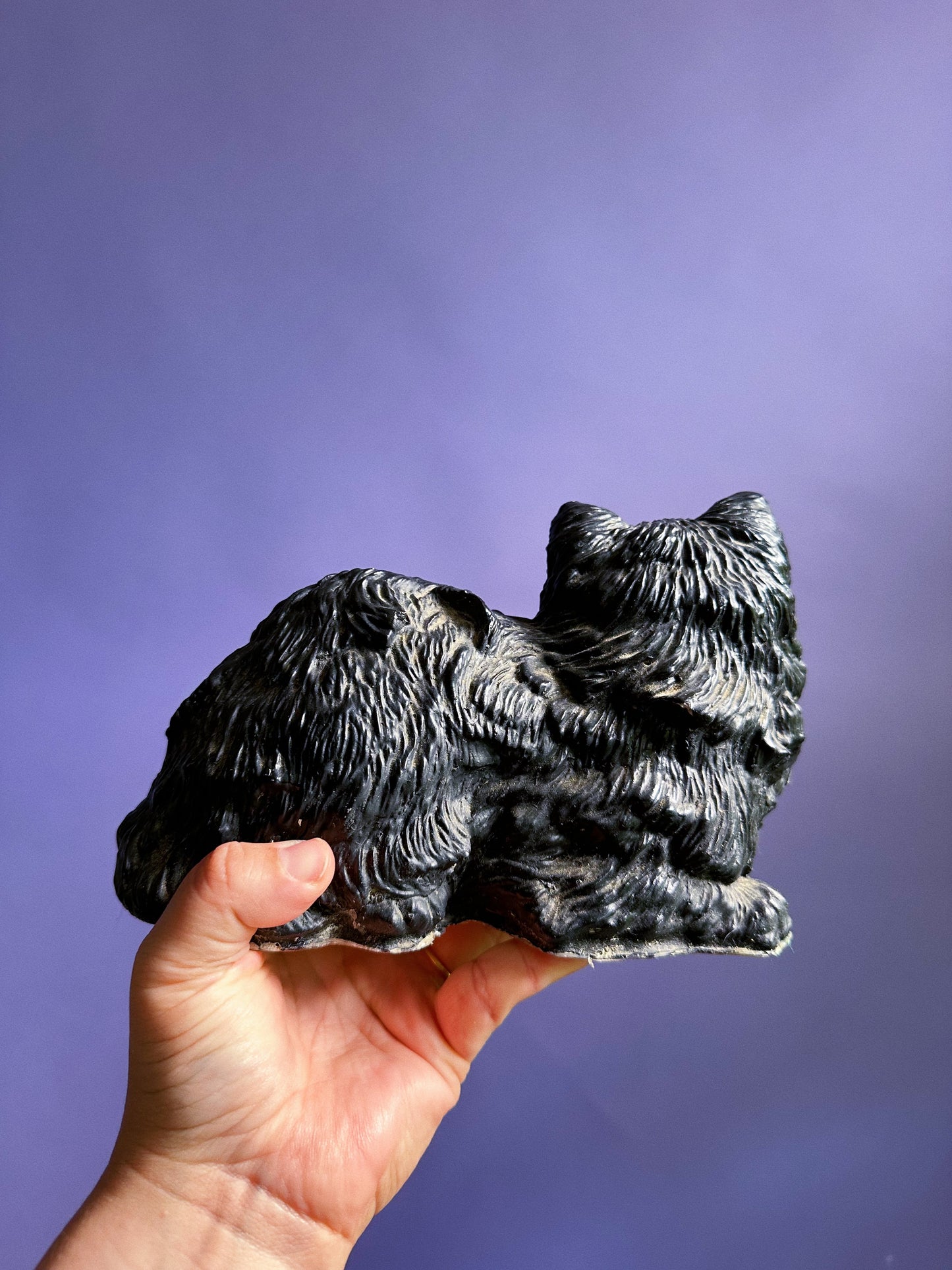 Vintage Very Heavy Cement Black Cat Door Stop