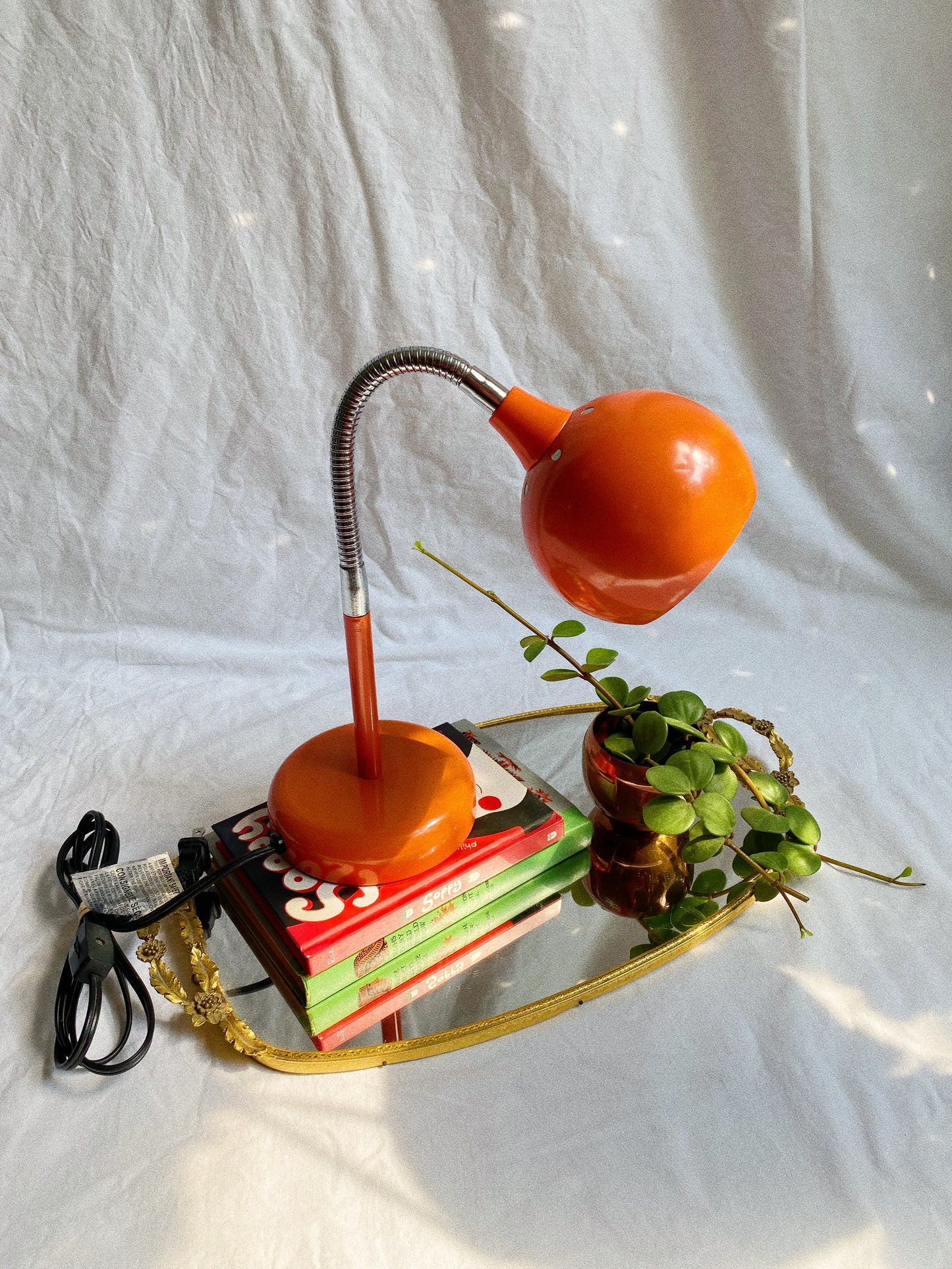 Vintage Orange Gooseneck Office / Table Lamp