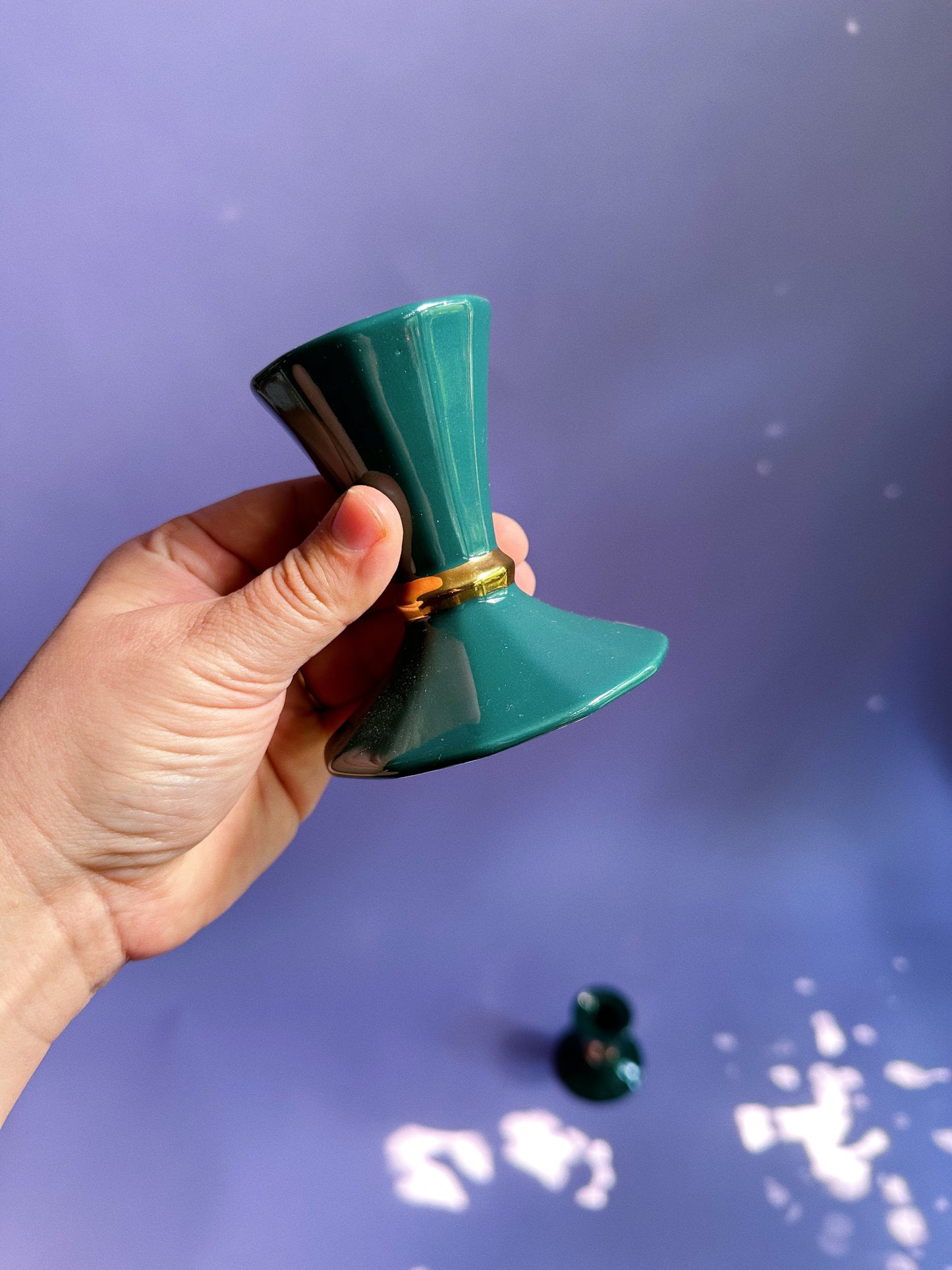 Vintage Ceramic Green Party Lite Candlesticks for Taper Candles