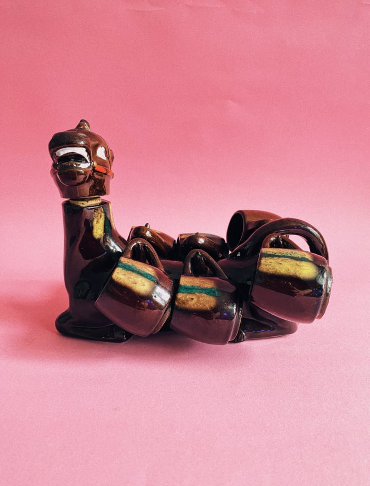 Vintage MCM Donkey Decanter With Six Shot Glasses