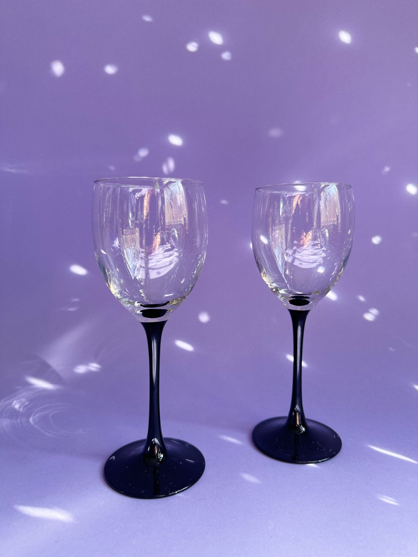 Vintage Black Stem Wine Glasses