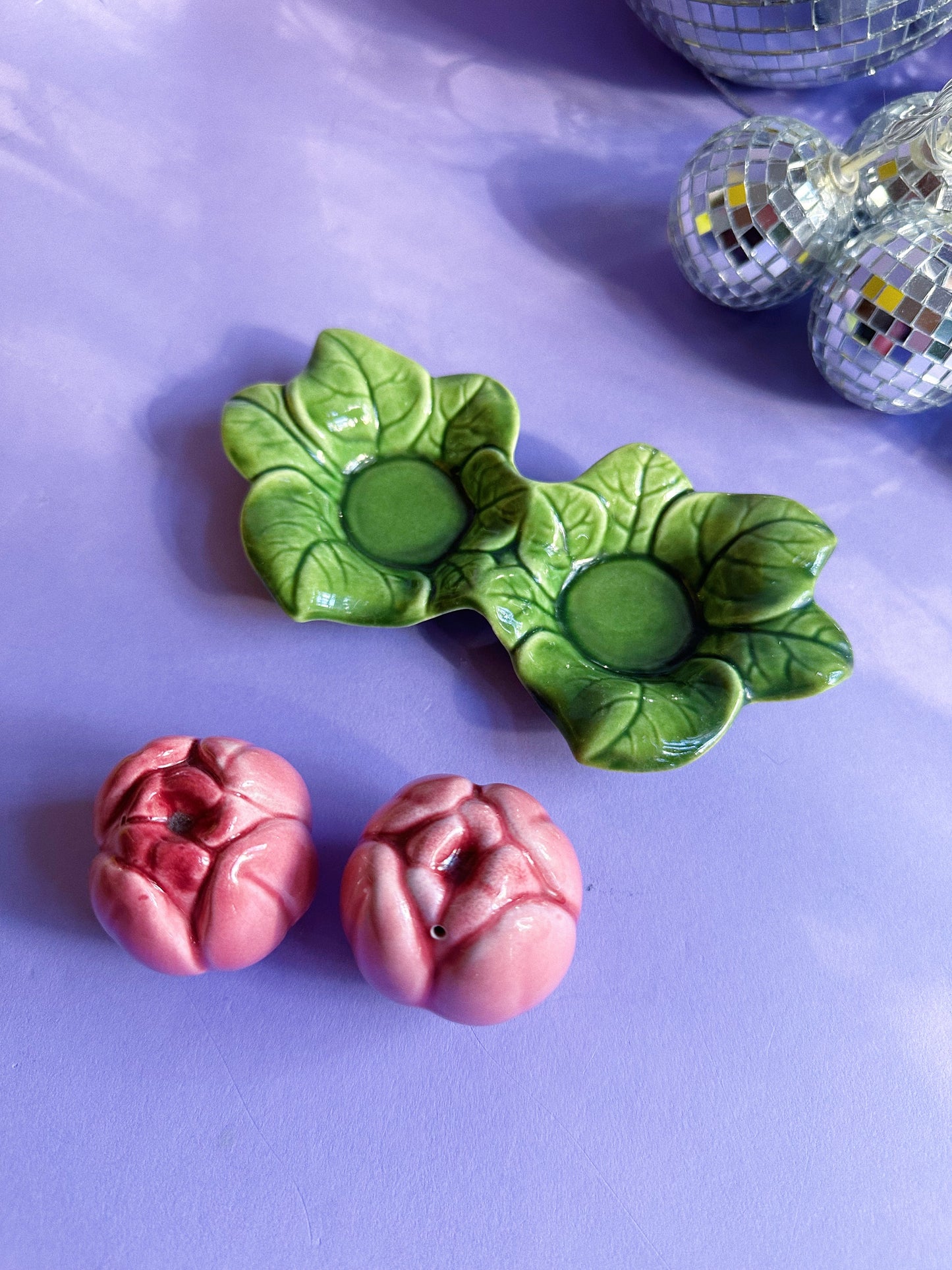 Vintage Ceramic Pink Roses Salt & Pepper Shakers