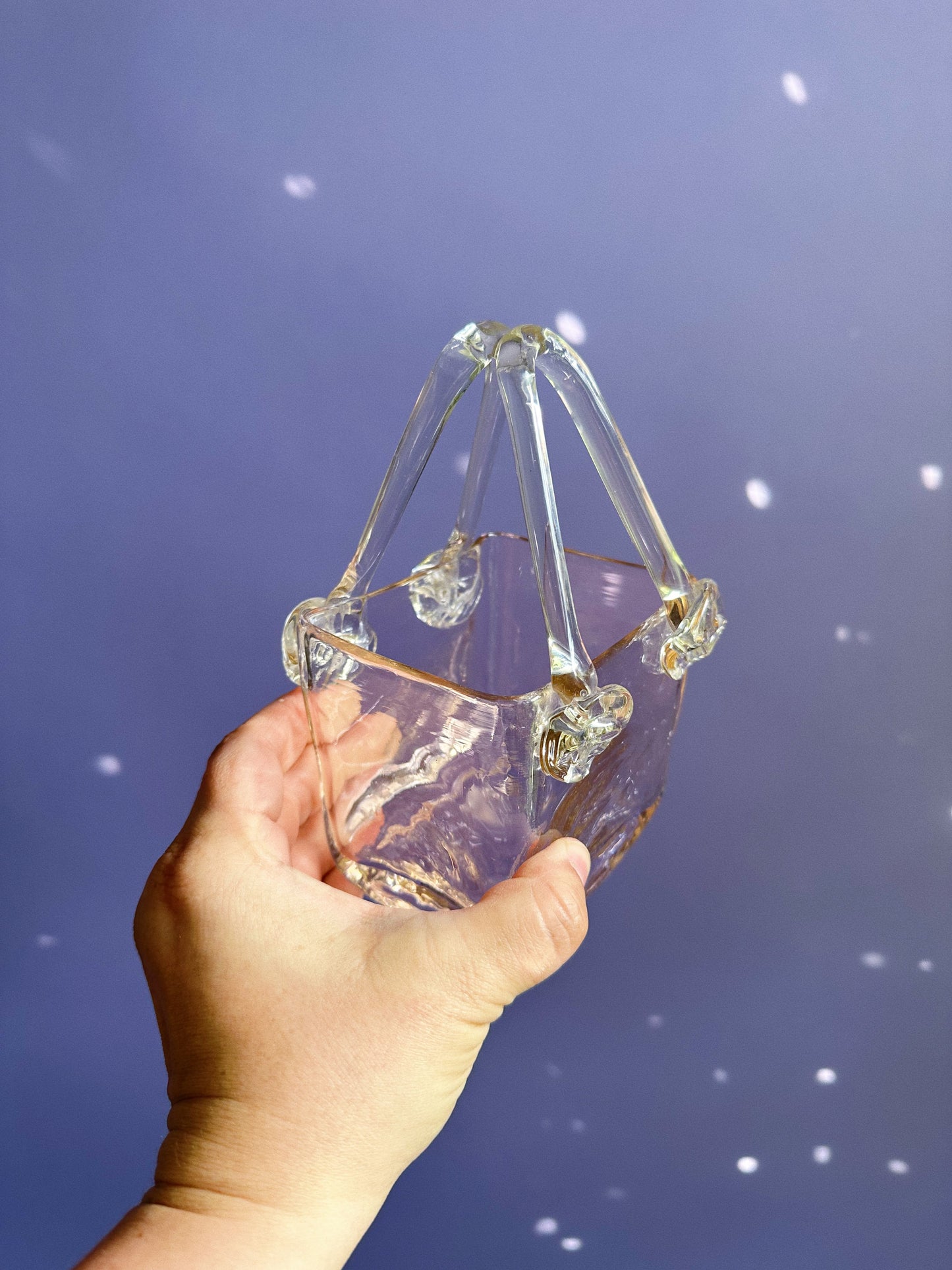 Sweet Vintage Pink Art Glass Purse Vase