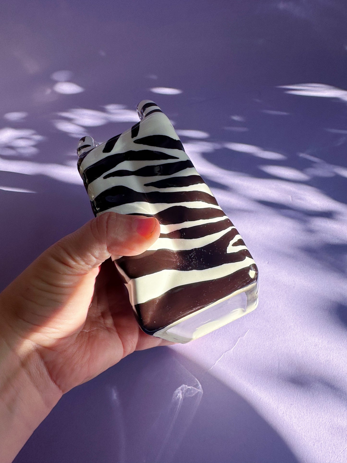 Vintage Ceramic Zebra Print Purse Vase