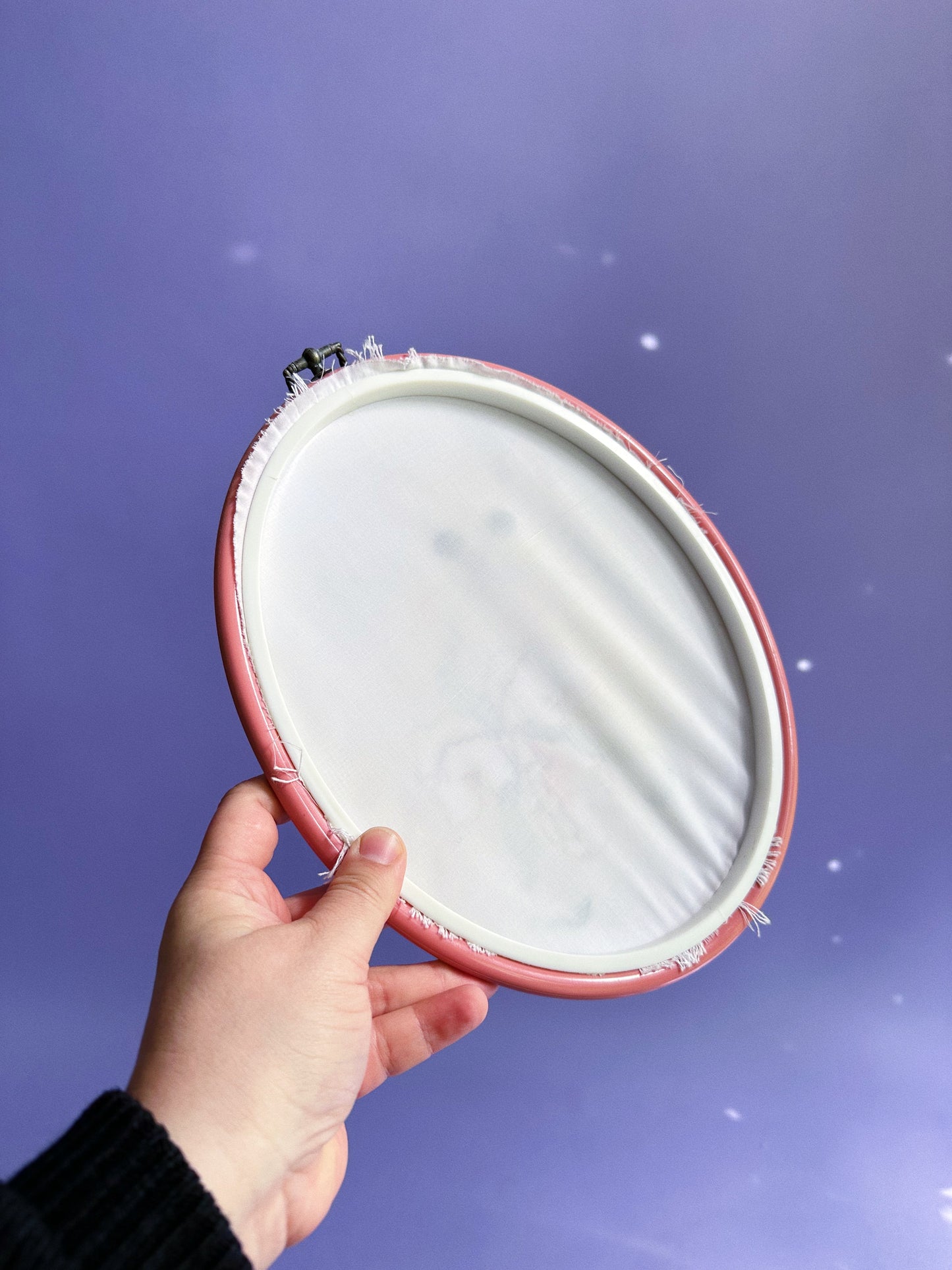 Vintage White Cat Embroidery Hoop