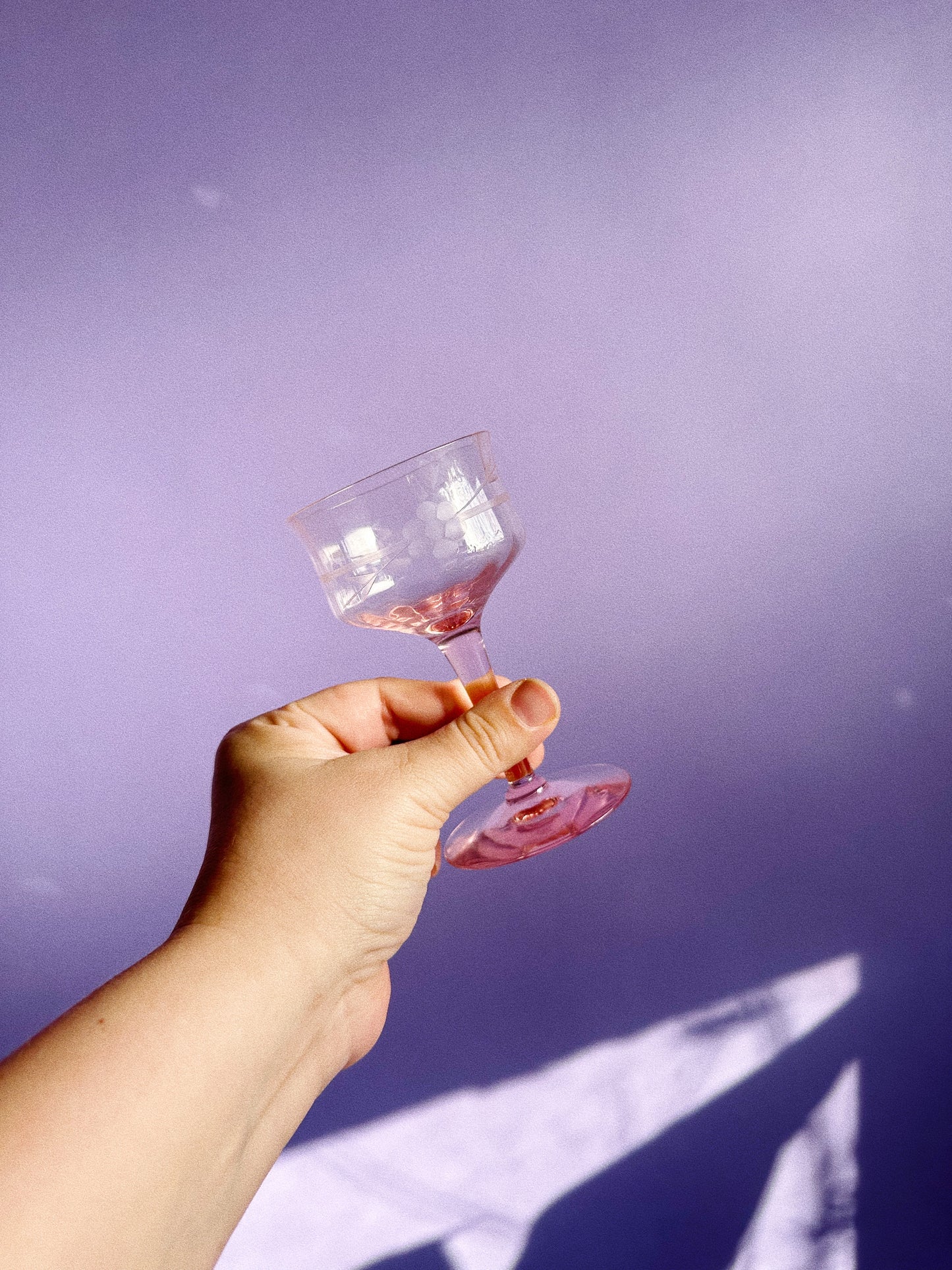 Vintage Pink Etched Champagne / Sparkling Coupes
