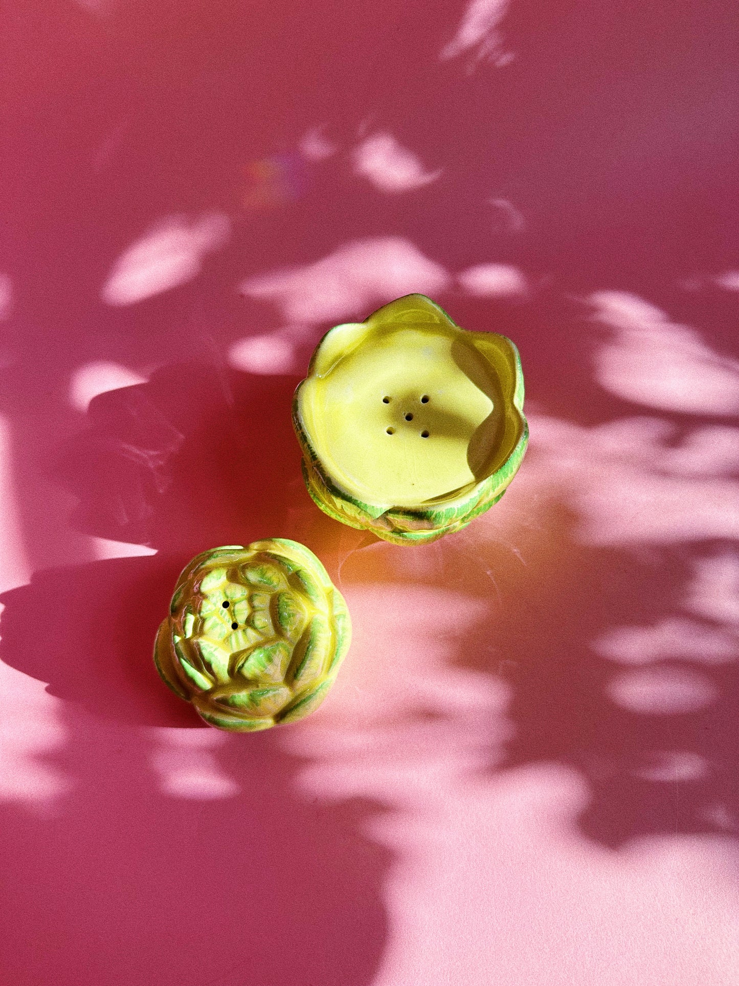 Vintage Yellow Ceramic Artichoke Salt & Pepper Shakers