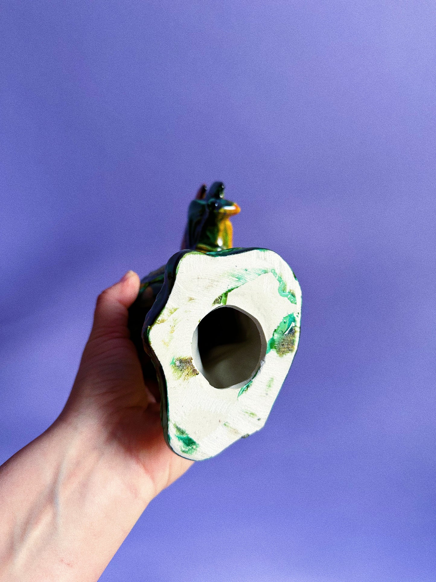 Pair Of 12” Majolica Glazed Bright Ceramic Roosters