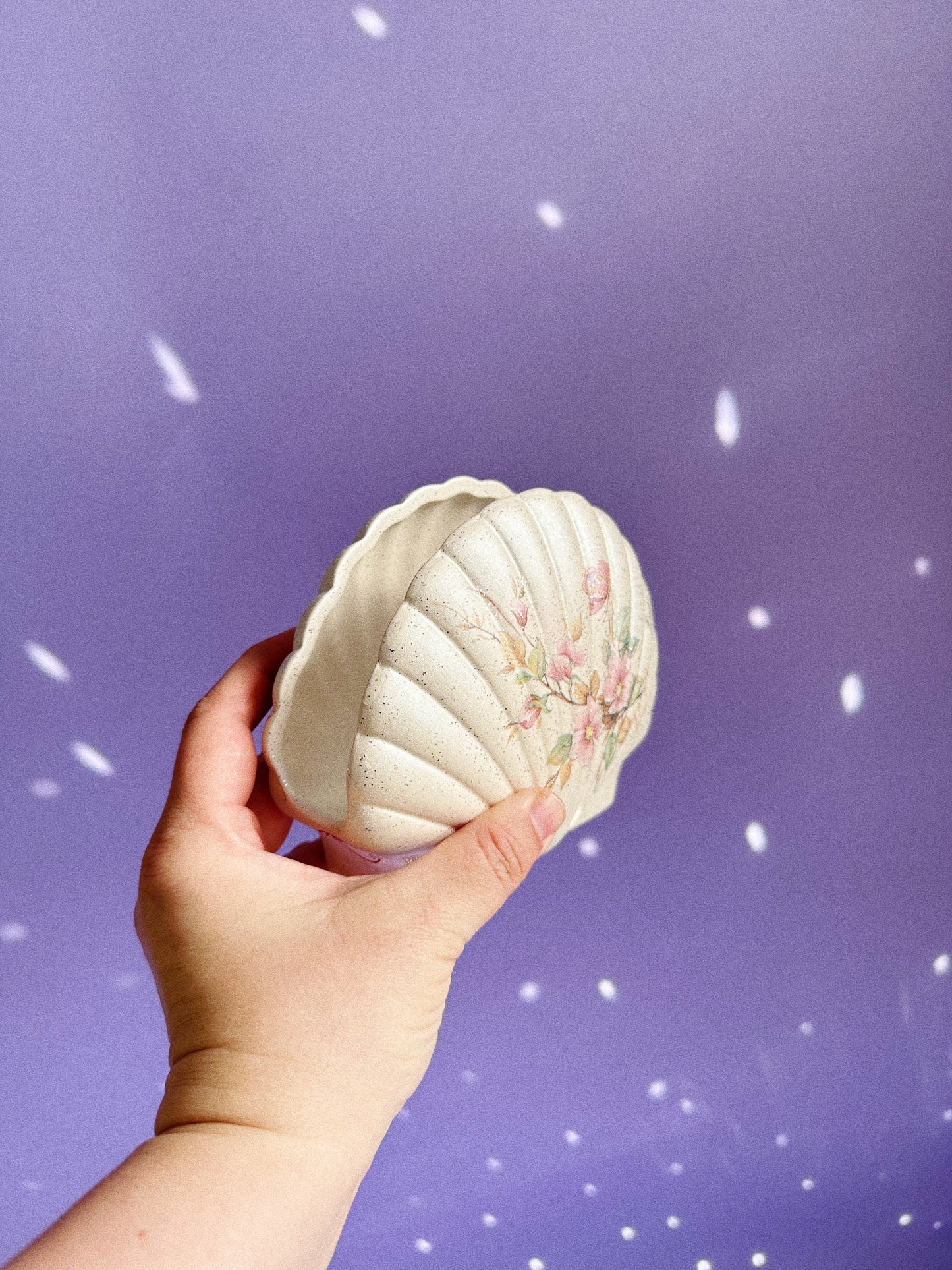 Handmade Shell Napkin Holder Berger Made in Italy Pink / Cream Sparkles