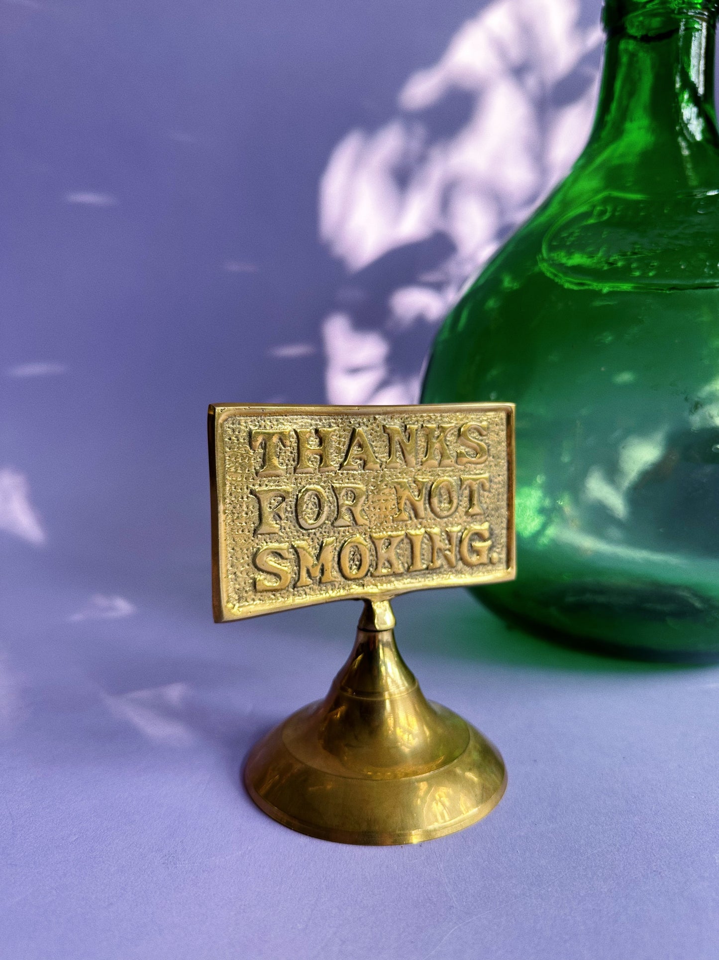 Vintage Pop Art "Thanks For Not Smoking" Brass Desk Sign