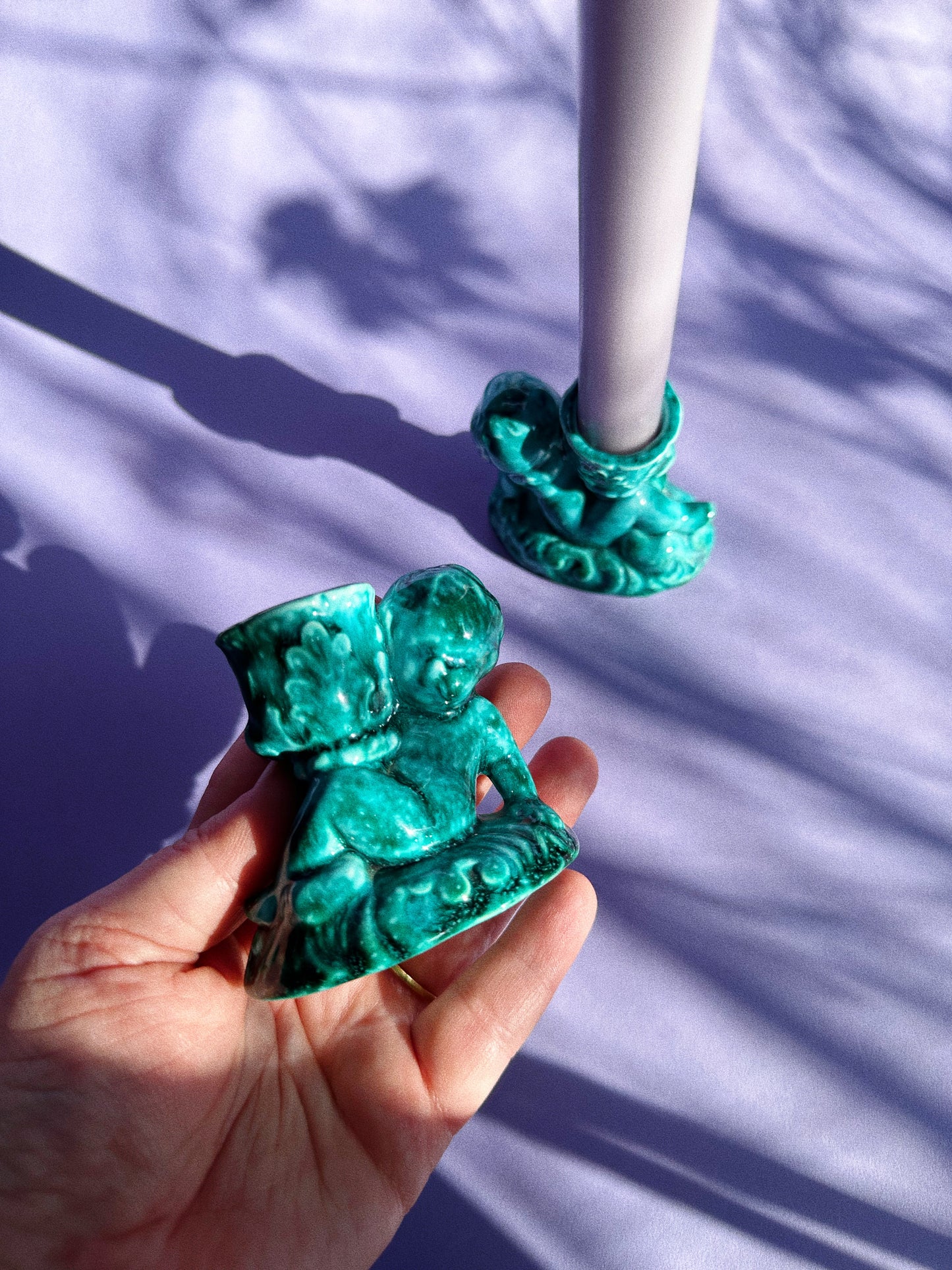 Pair of Vintage Cherub Candle Holders Candlesticks