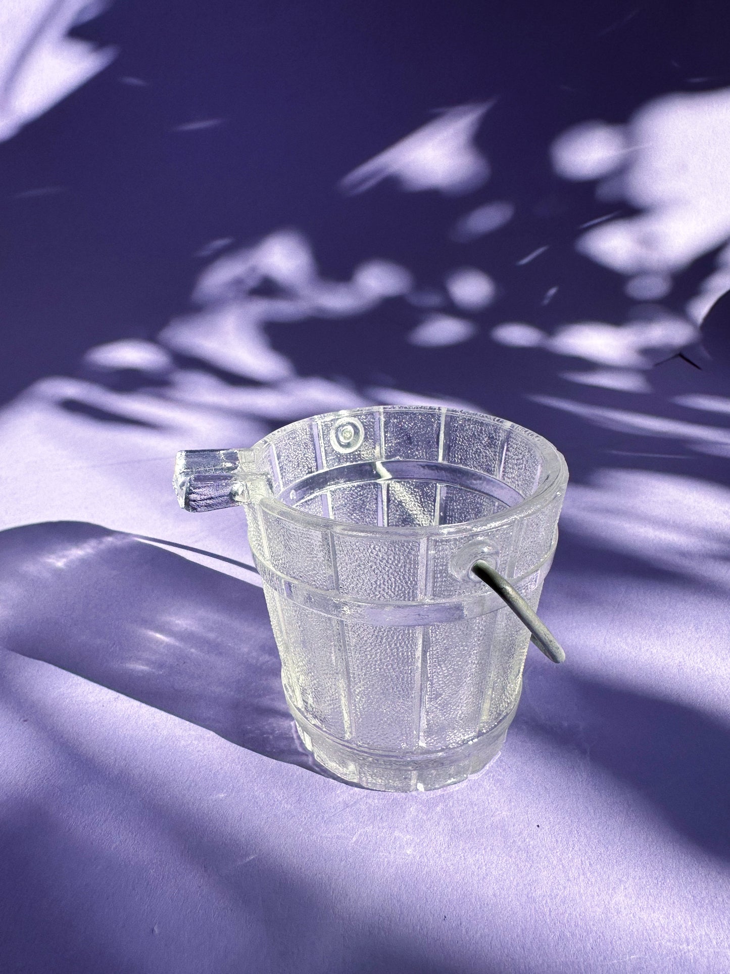 Small Glass Pail Ashtray / Match Holder W Handle