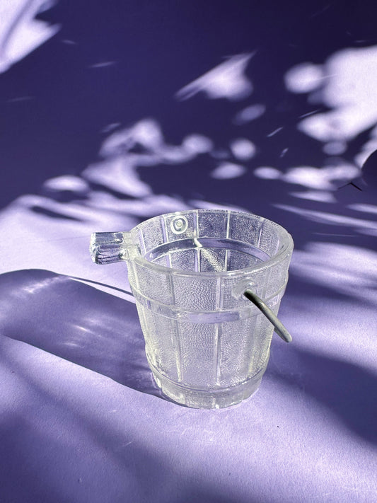 Small Glass Pail Ashtray / Match Holder W Handle