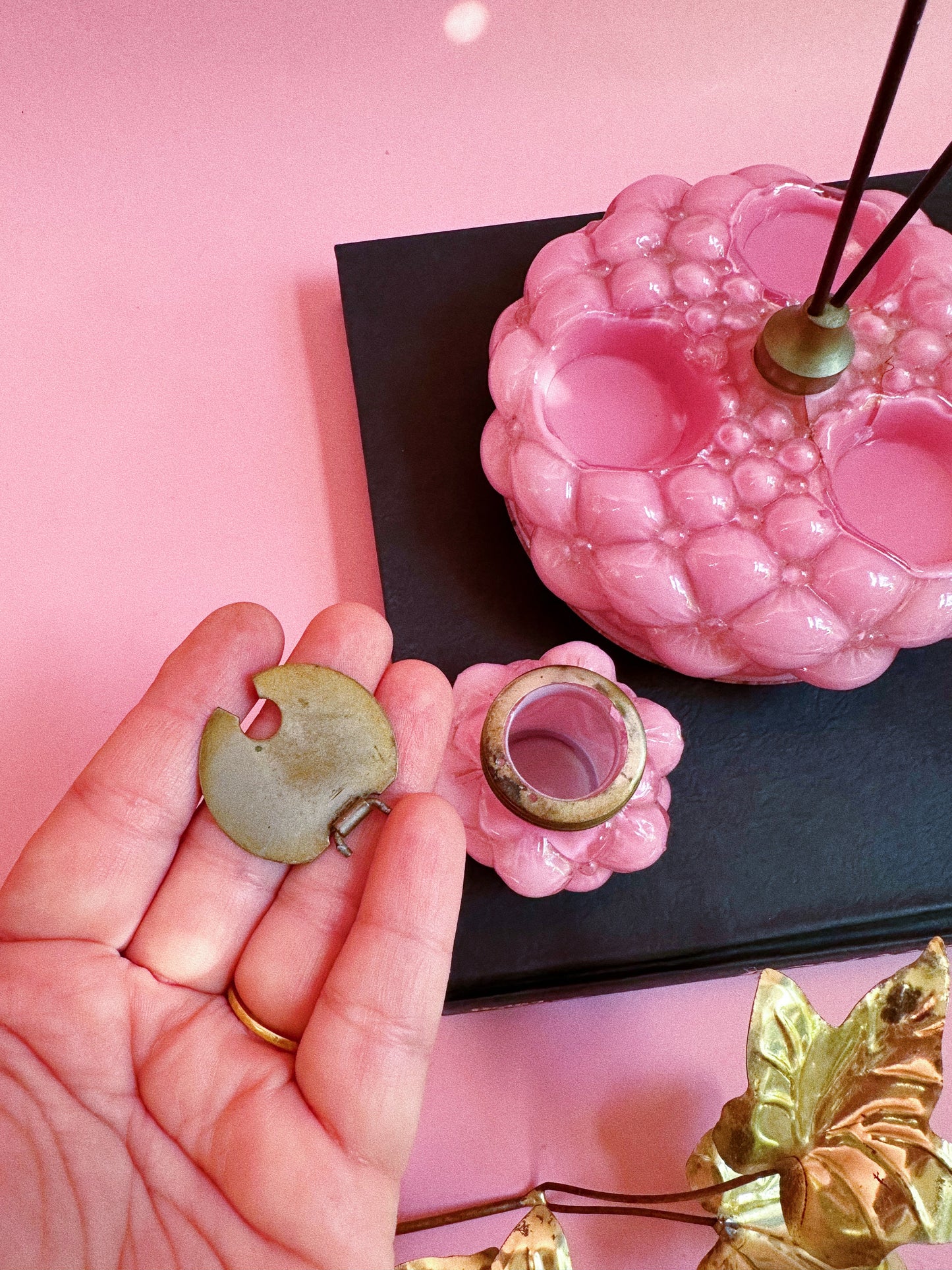 EAPG Condiment Set Pink Bulging Petal Consolidated Lamp & Glass Co. 1895