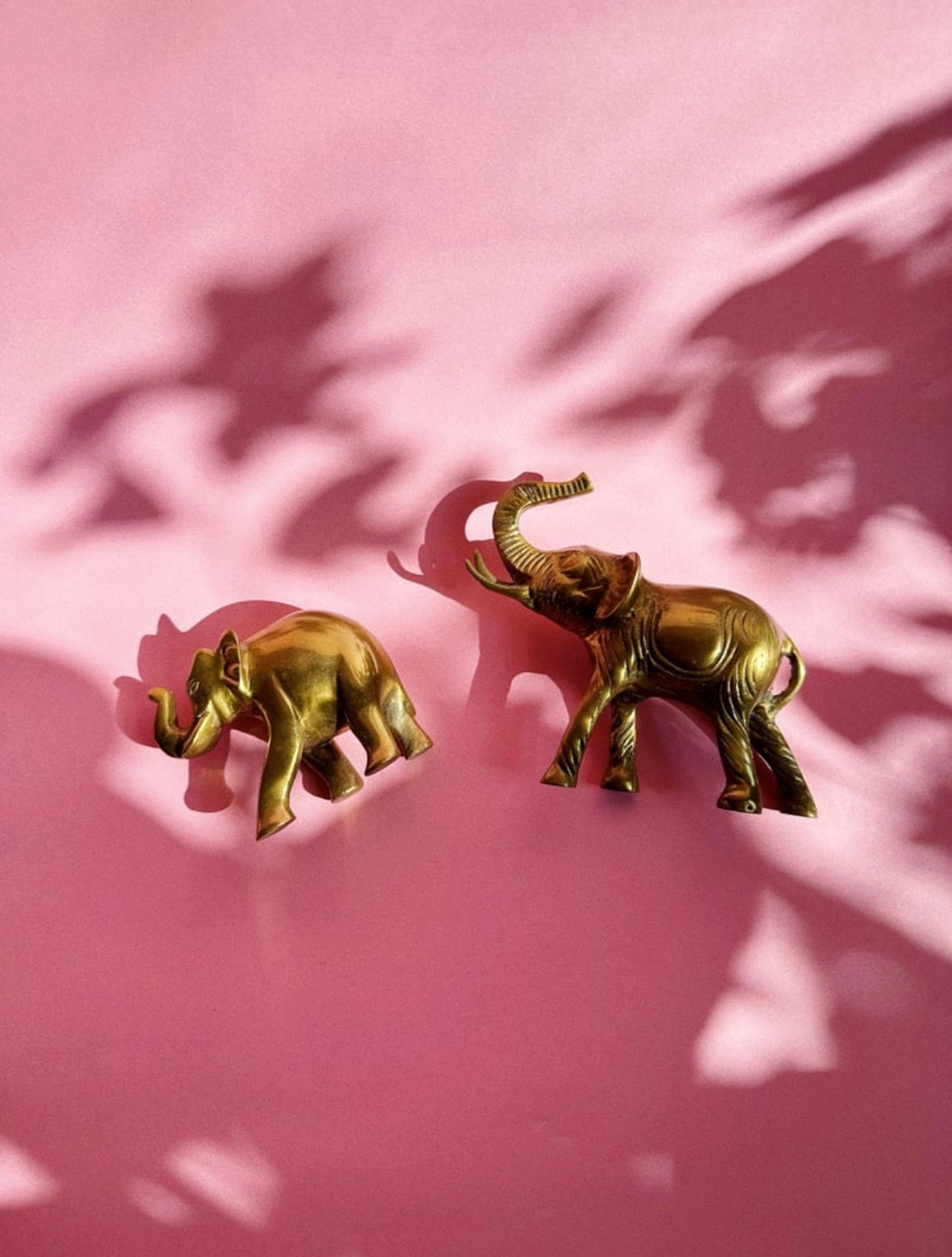 Vintage Solid Brass Elephant Sculptures