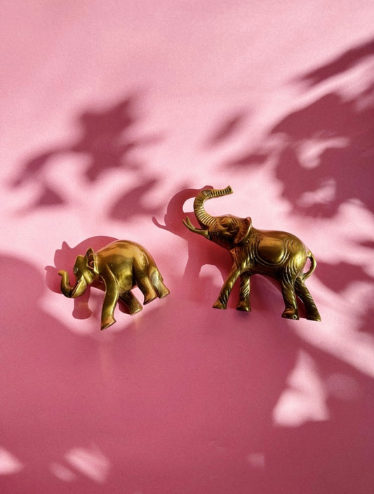 Vintage Solid Brass Elephant Sculptures