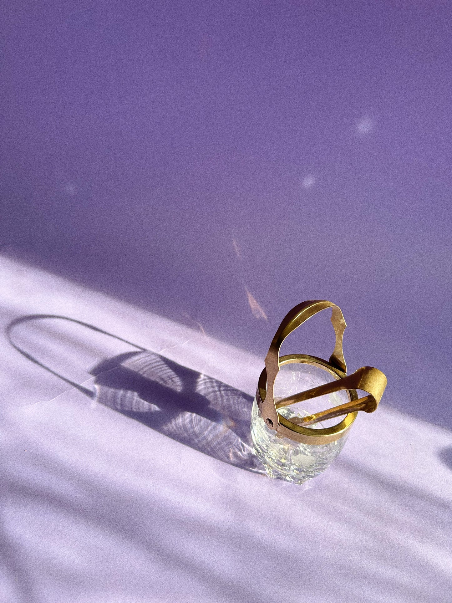 Vintage Etched Personal Sized Crystal Ice Bucket Italy Brass