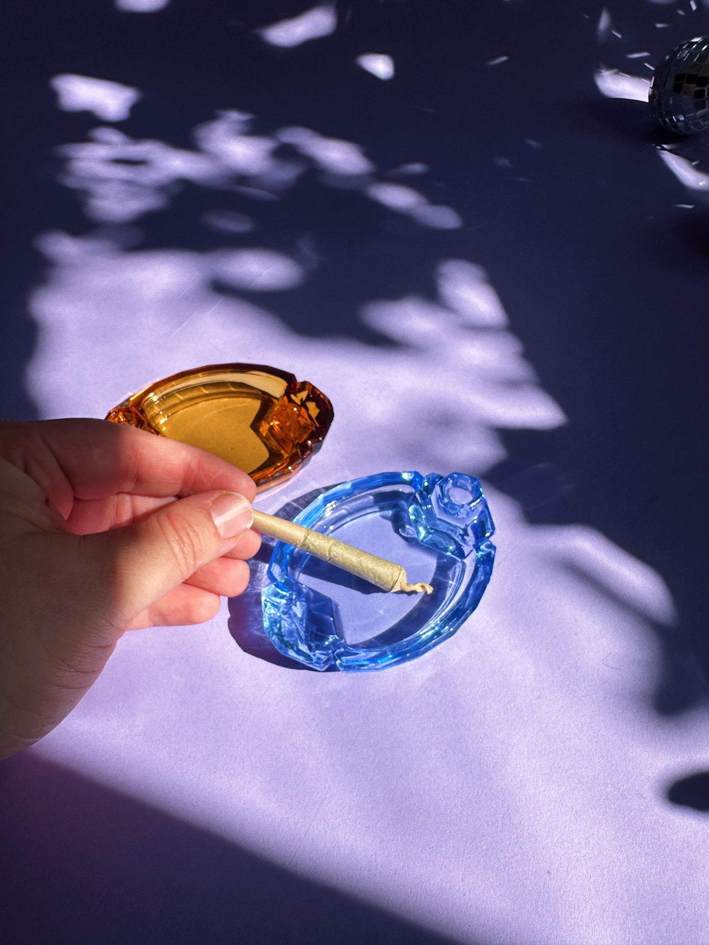 Vintage Blue & Amber Mini Glass Ashtrays