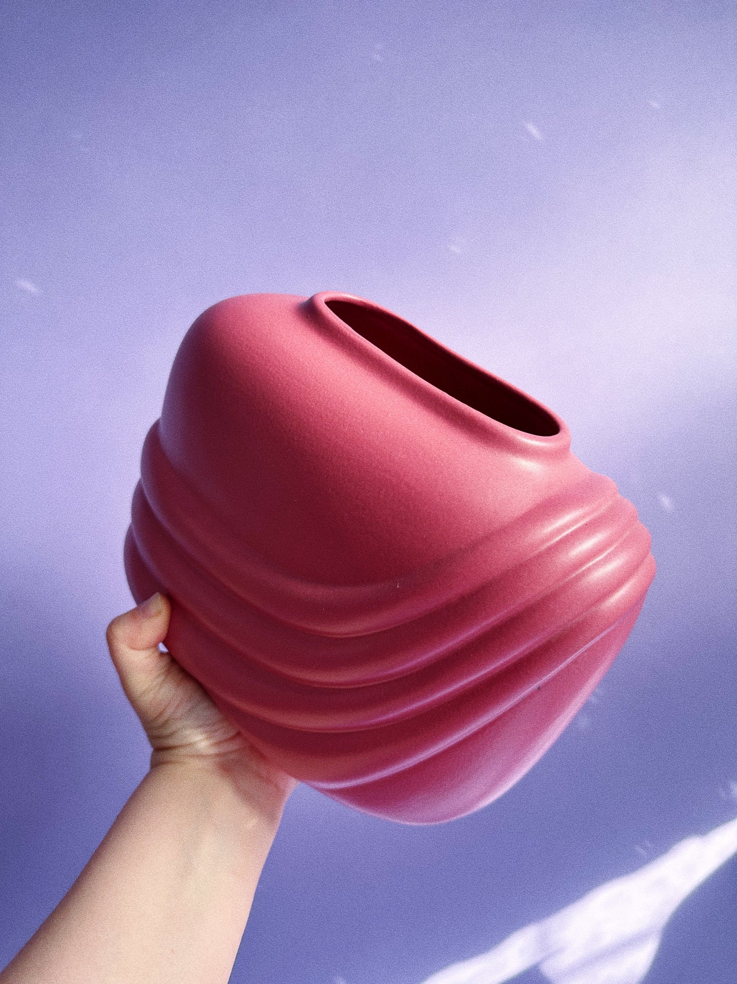 Art Deco Revival Mid Century Modern Pink Bisque Wrap Ceramic Vase