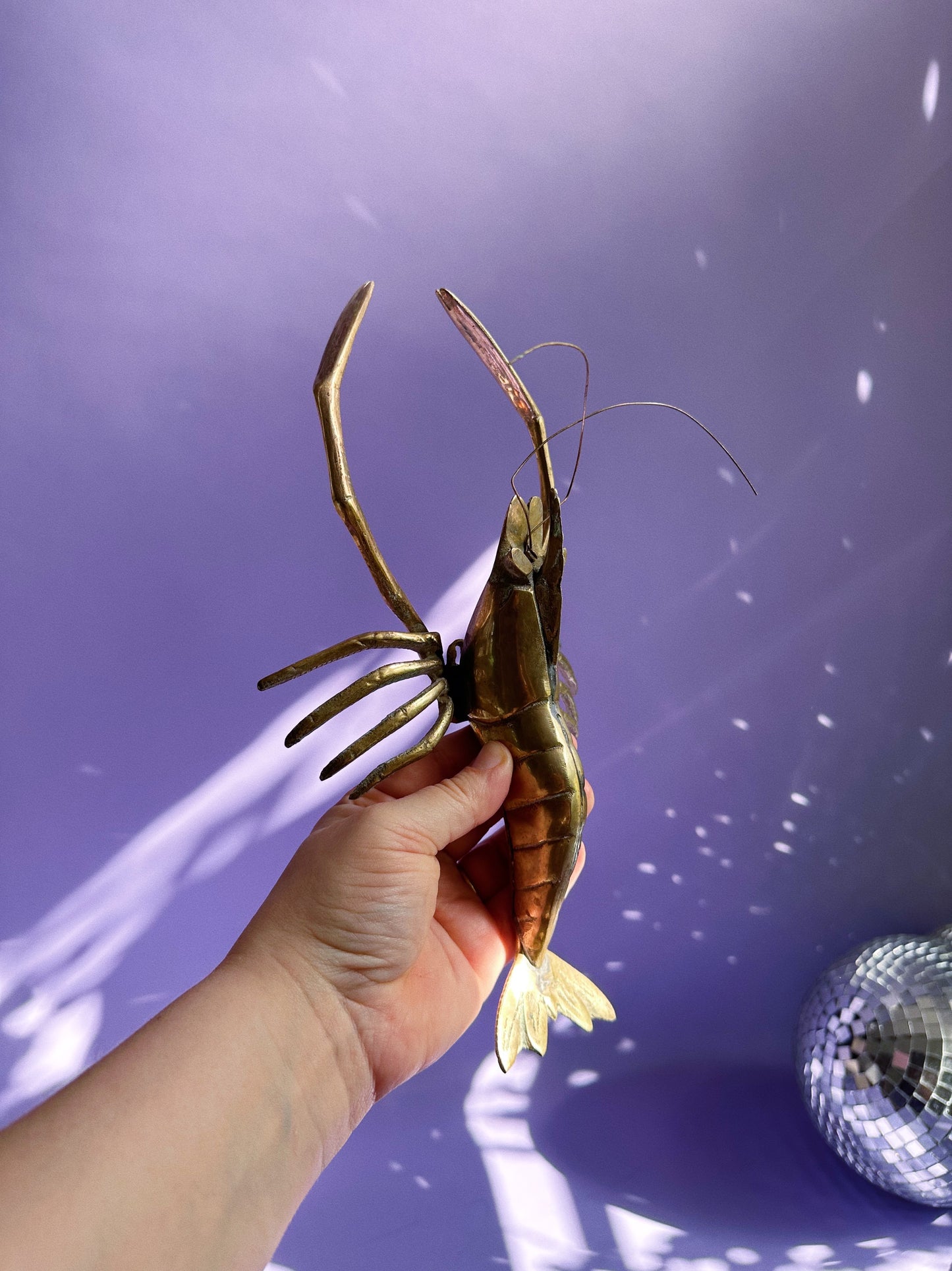 Vintage Brass 12" Shrimp Lobster Crawfish Sea Creature Wet Bug Langoustine