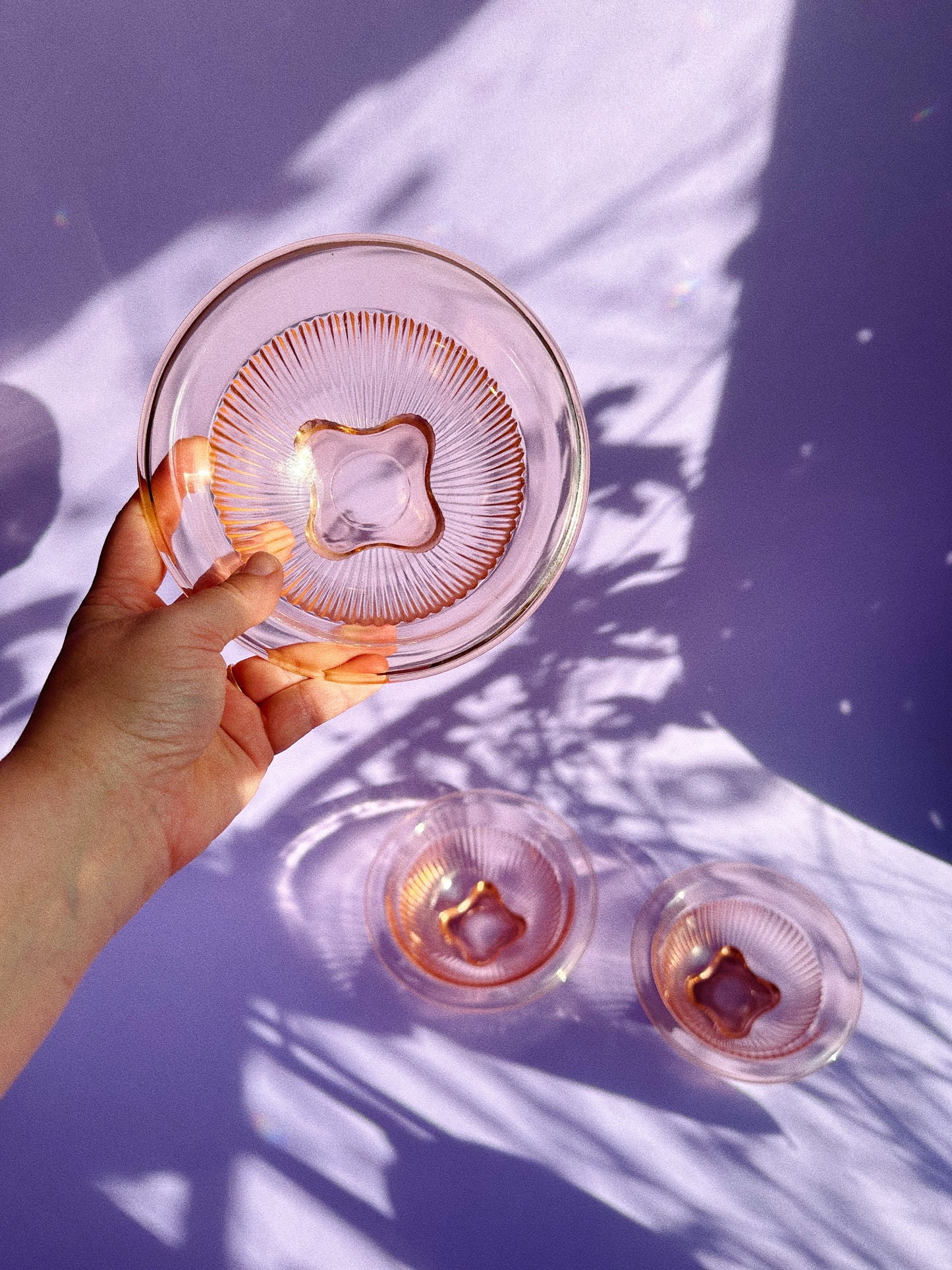 1960's Federal Glass Co. Nested Pink Ribbed Bowls