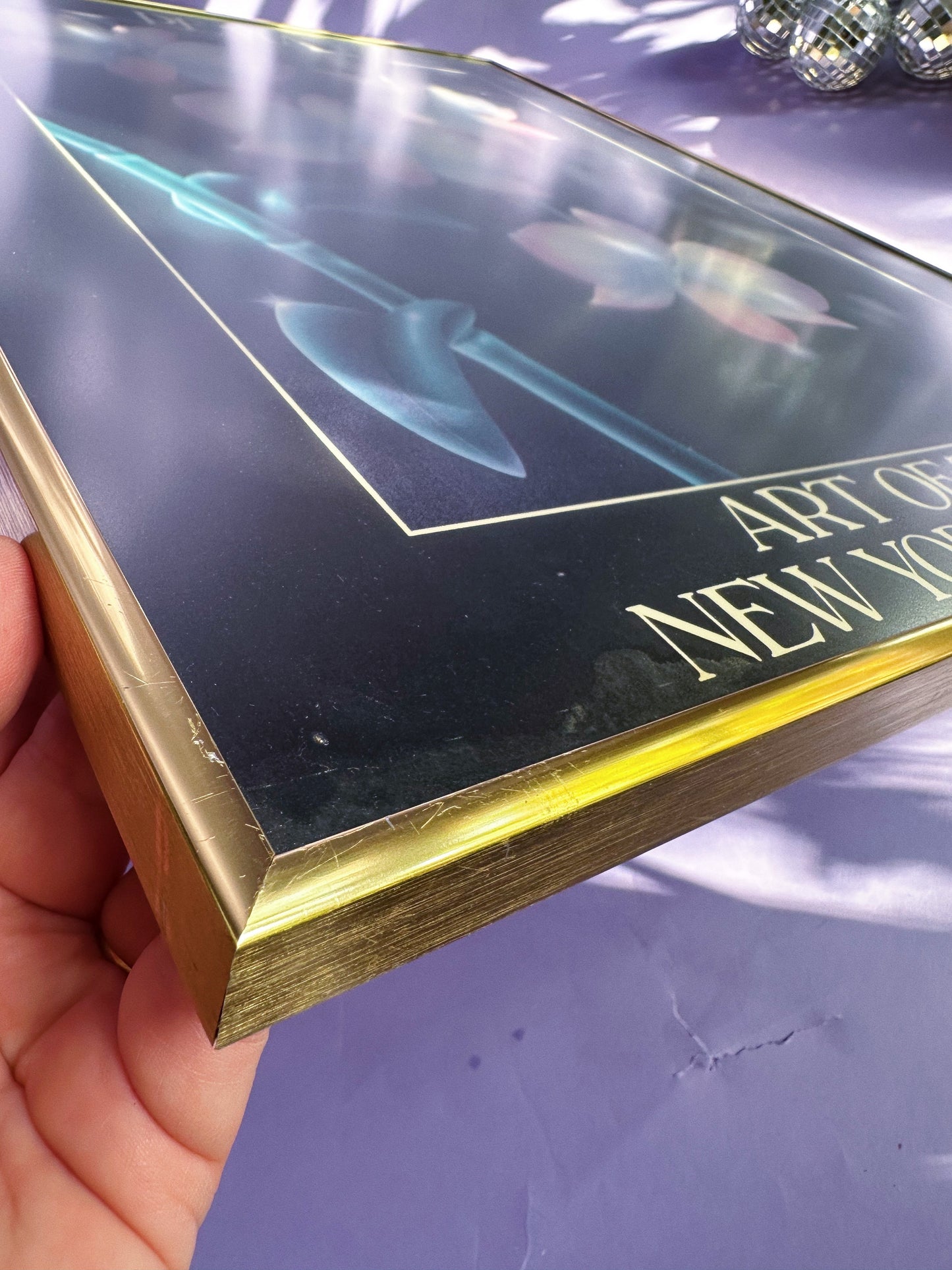 Gorgeous Vintage Brass Framed 80s Flower Print Pema