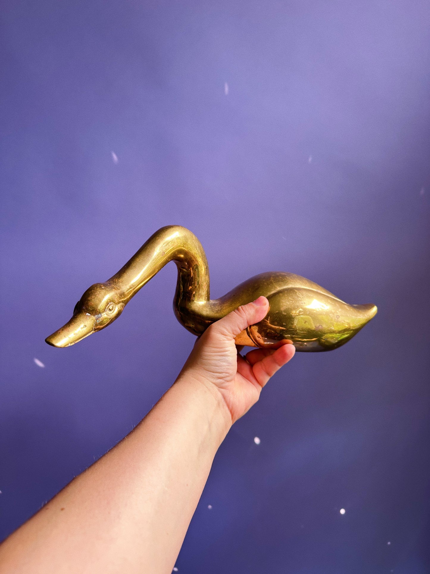 Vintage Pair of Solid Brass Geese Swan Mid Century Brass Intertwined Sculptures