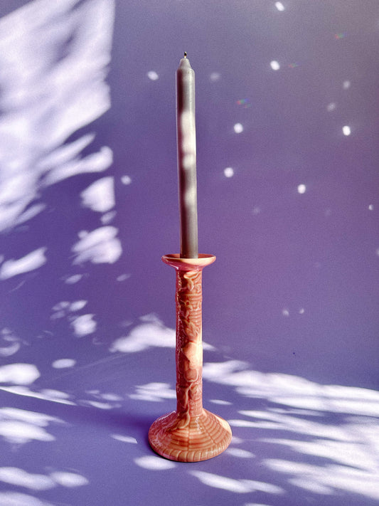 Vintage Rare Pink Bordallo Pinheiro Ceramic Candlestick
