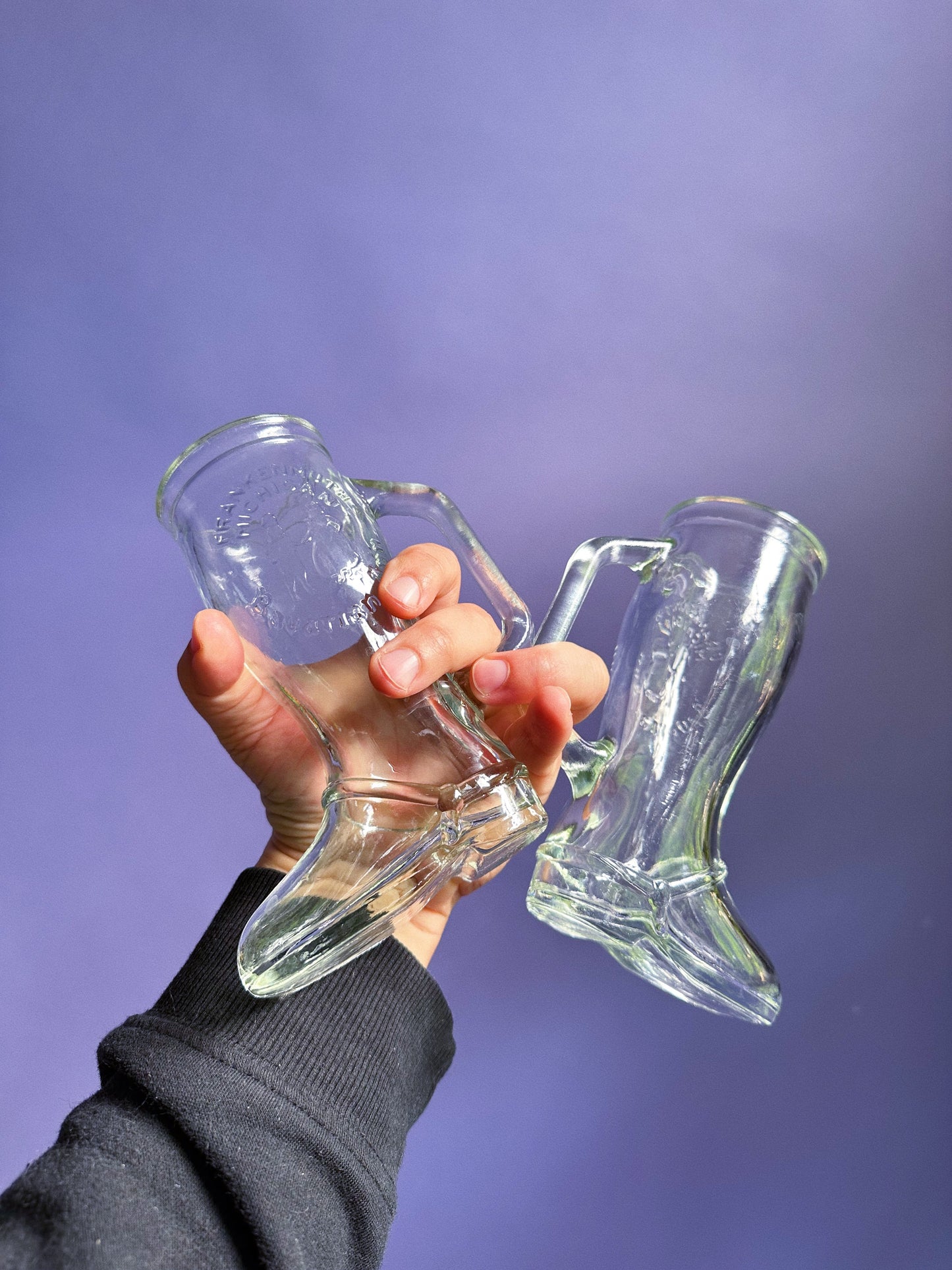 Vintage 1975 Bavarian Inn Glass Boot Mugs, Frankenmuth - Michigan