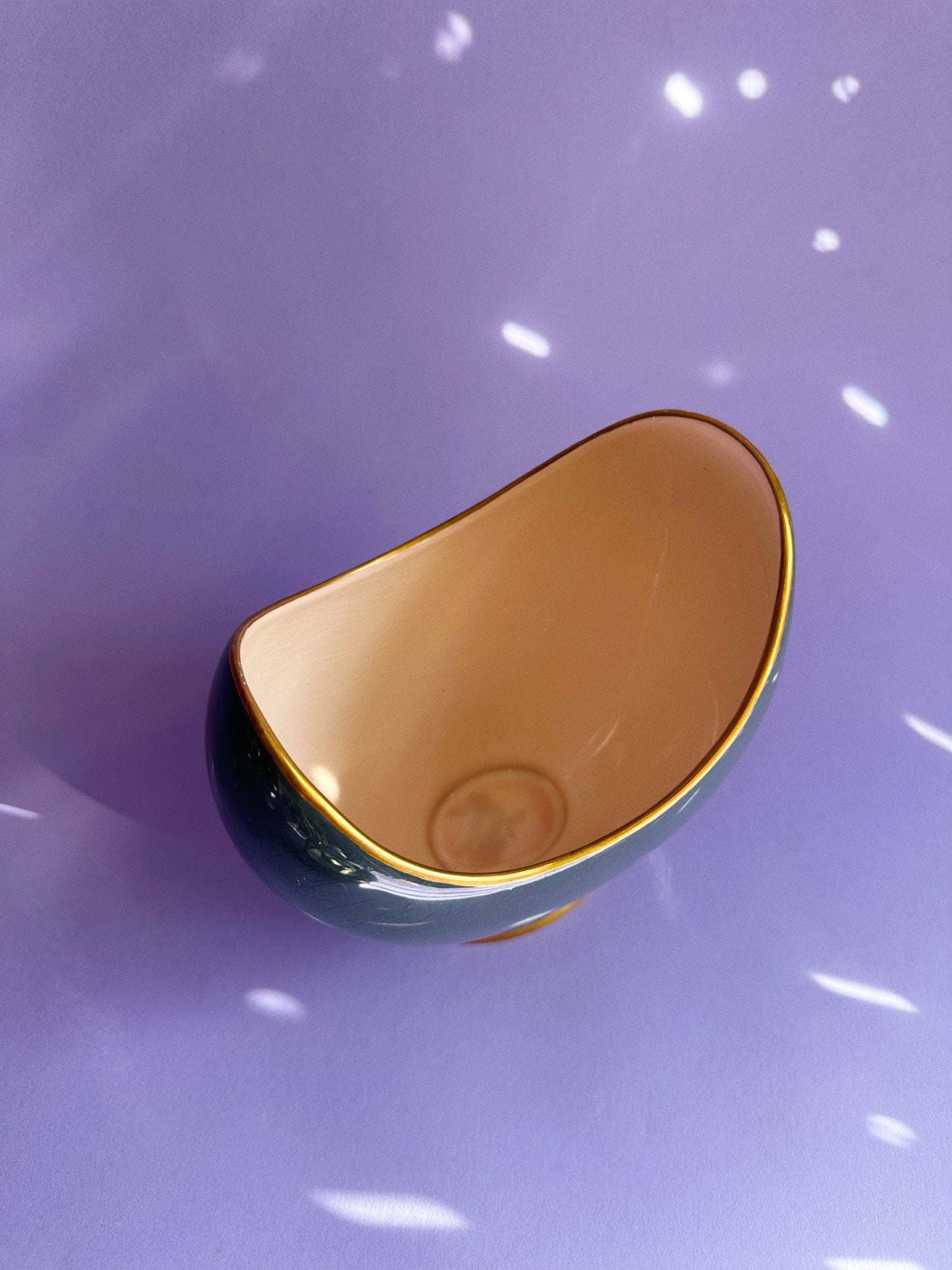 Vintage Carlton Ware Grey Moon Shaped Vase - 16cm High Gold Trim