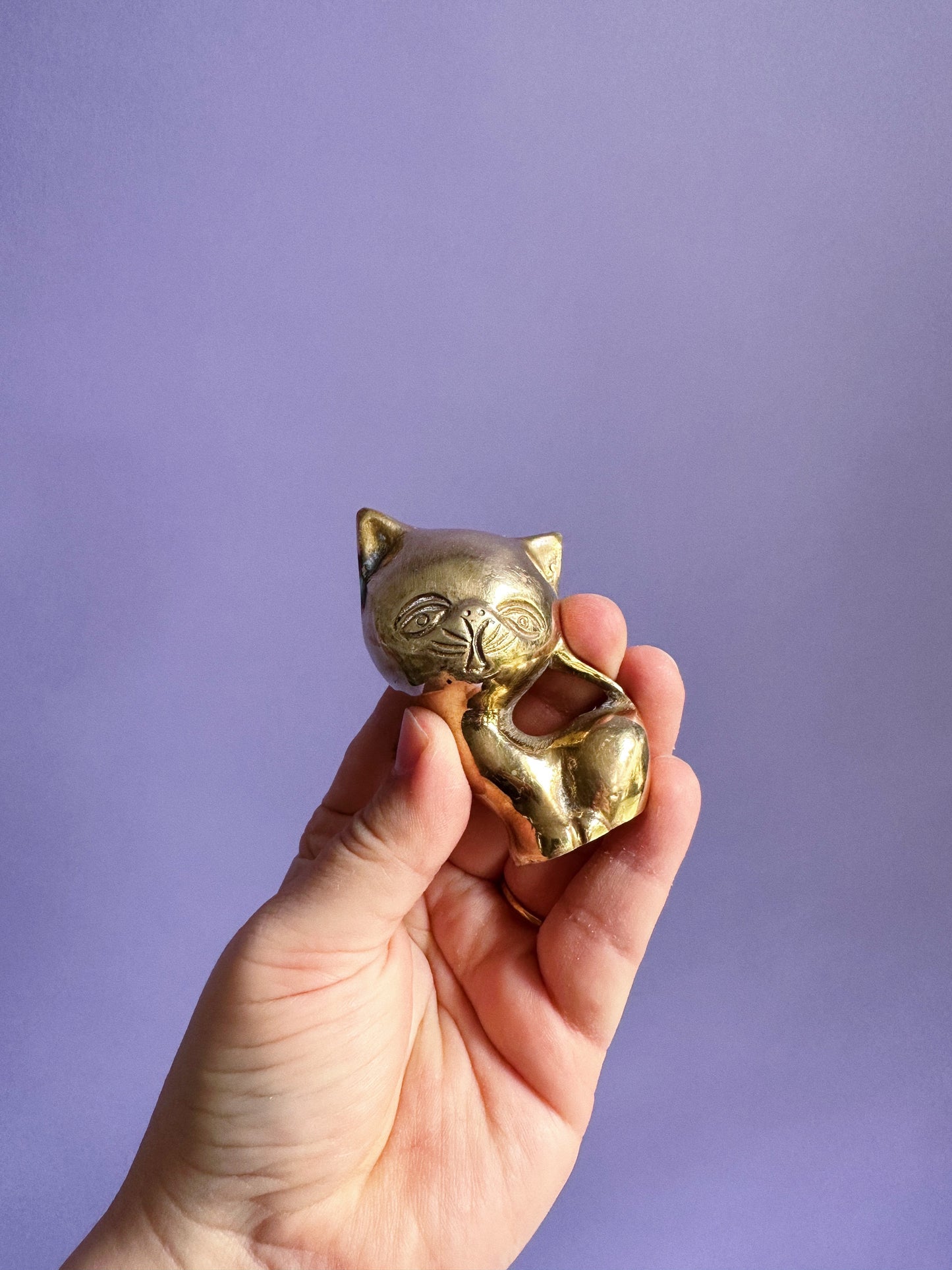 Pair of Vintage Brass Cat Figurines