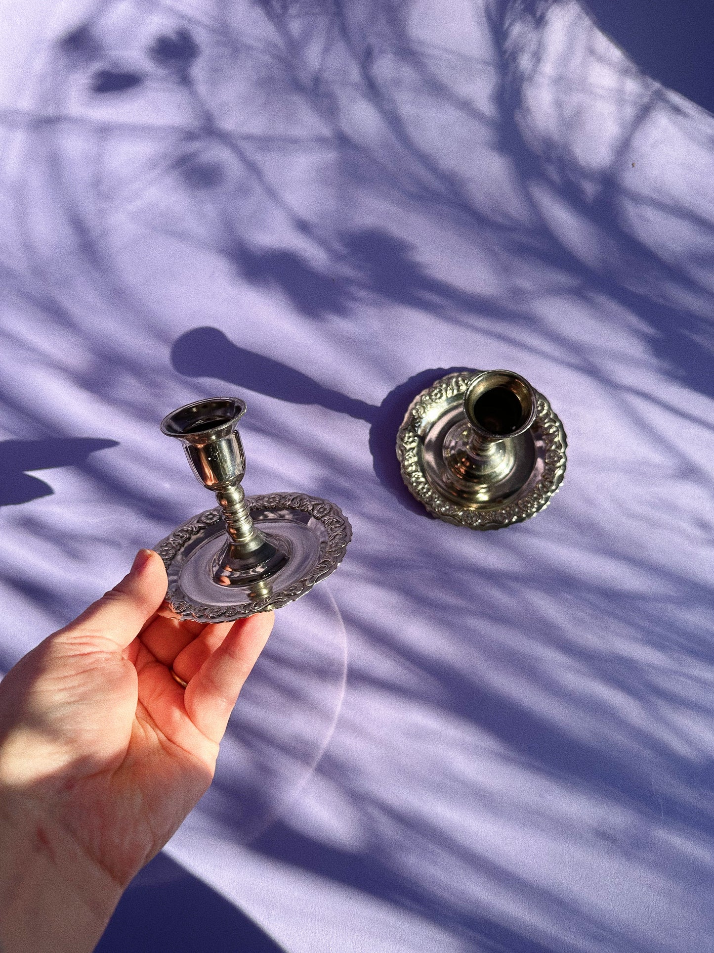 Vintage Pair of Silver Plated Made in England Candlesticks