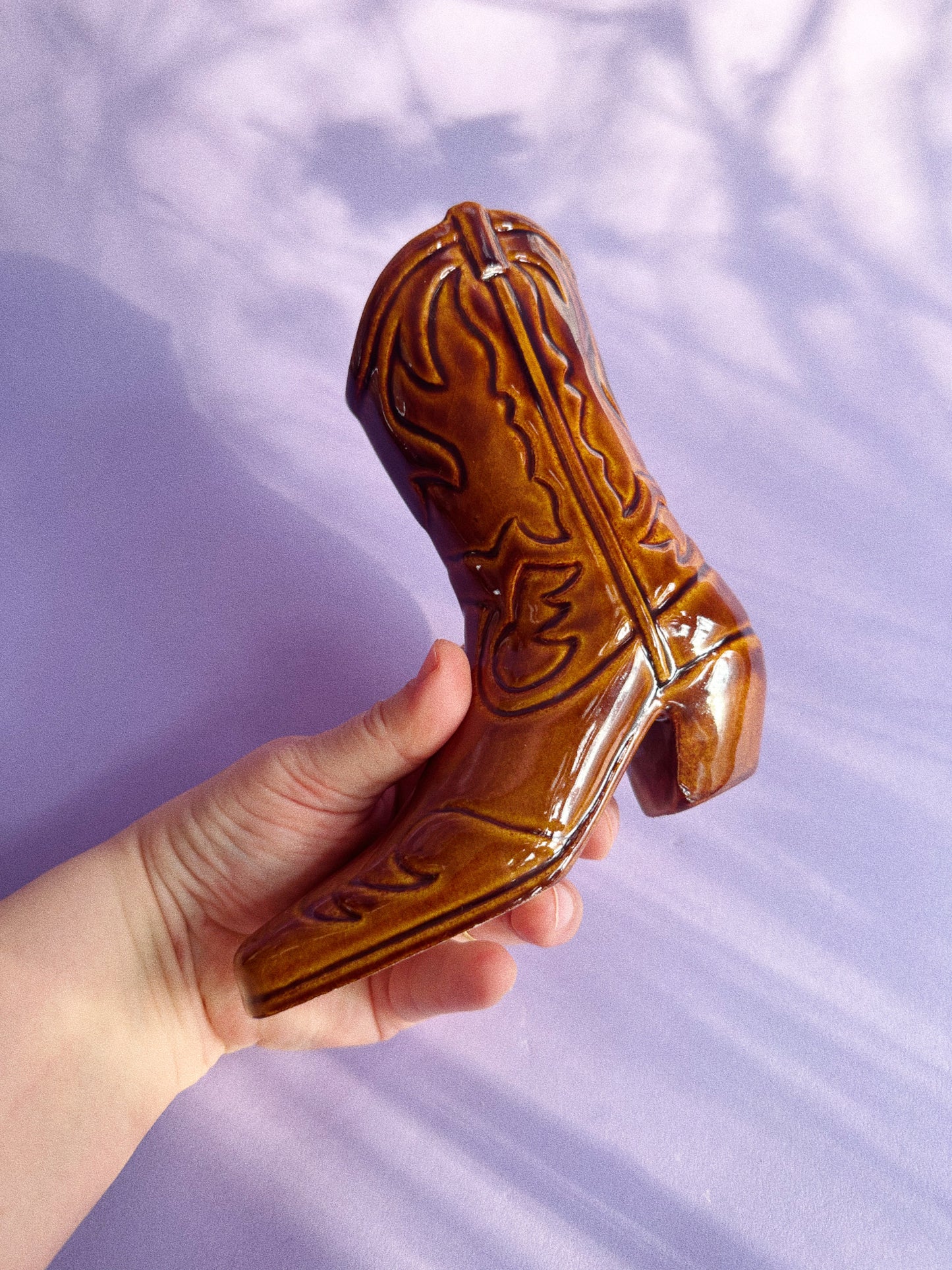 Vintage Bobby McGees Glazed Ceramic Cowboy Boot Vase